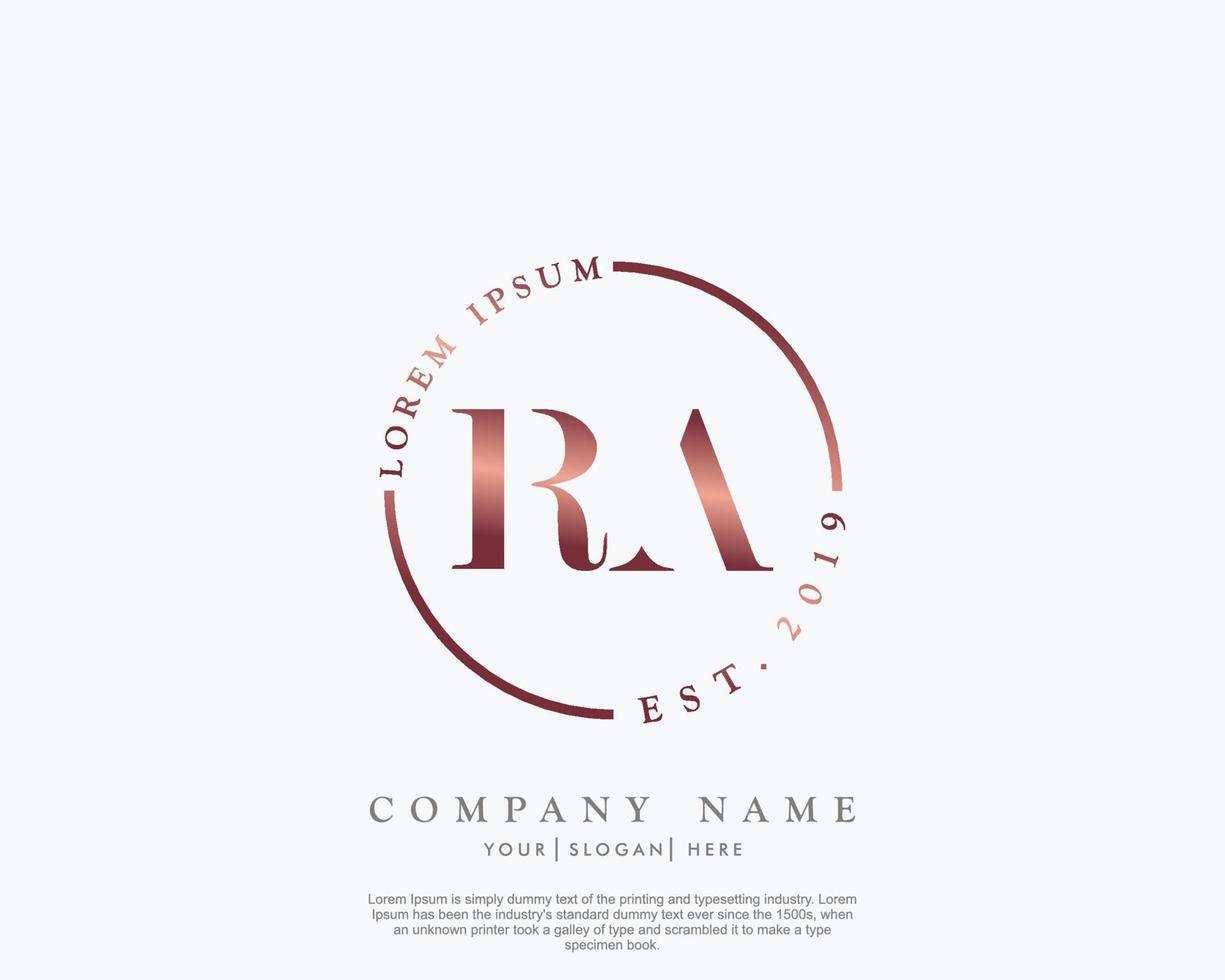Initial RA Feminine logo beauty monogram and elegant logo design, handwriting logo of initial signature, wedding, fashion, floral and botanical with creative template vector
