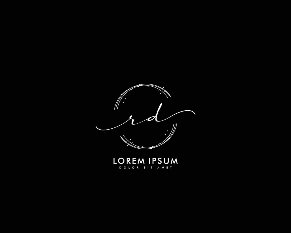 Initial RD Feminine logo beauty monogram and elegant logo design, handwriting logo of initial signature, wedding, fashion, floral and botanical with creative template vector
