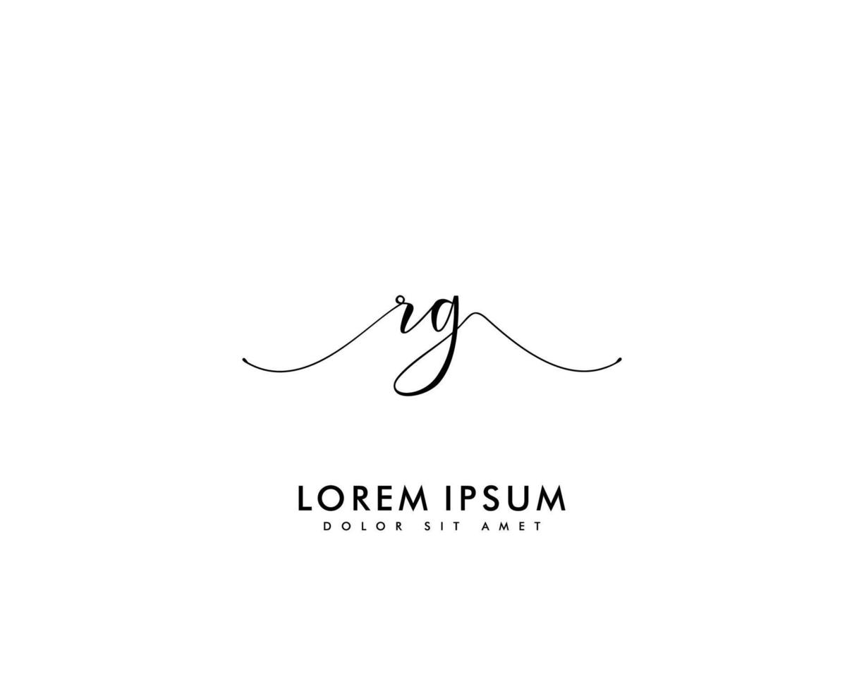 Initial RG Feminine logo beauty monogram and elegant logo design, handwriting logo of initial signature, wedding, fashion, floral and botanical with creative template vector