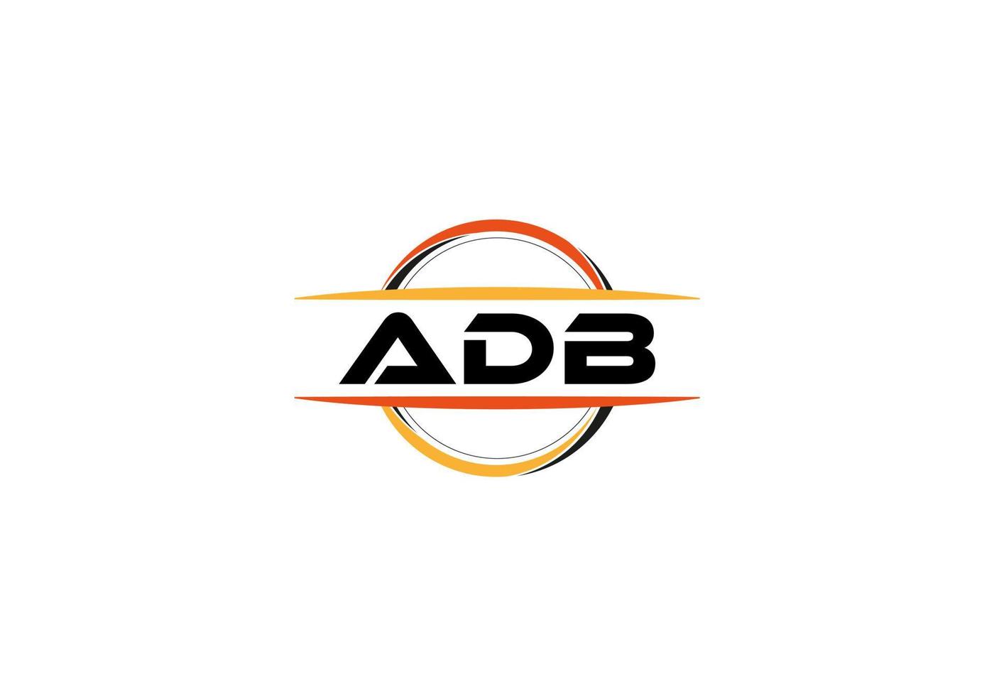 ADB letter royalty mandala shape logo. ADB brush art logo. ADB logo for a company, business, and commercial use. vector