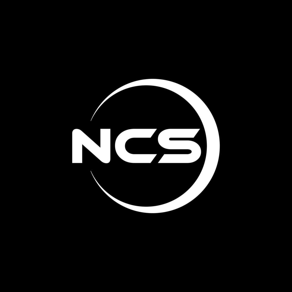 NCS letter logo design in illustration. Vector logo, calligraphy designs for logo, Poster, Invitation, etc.