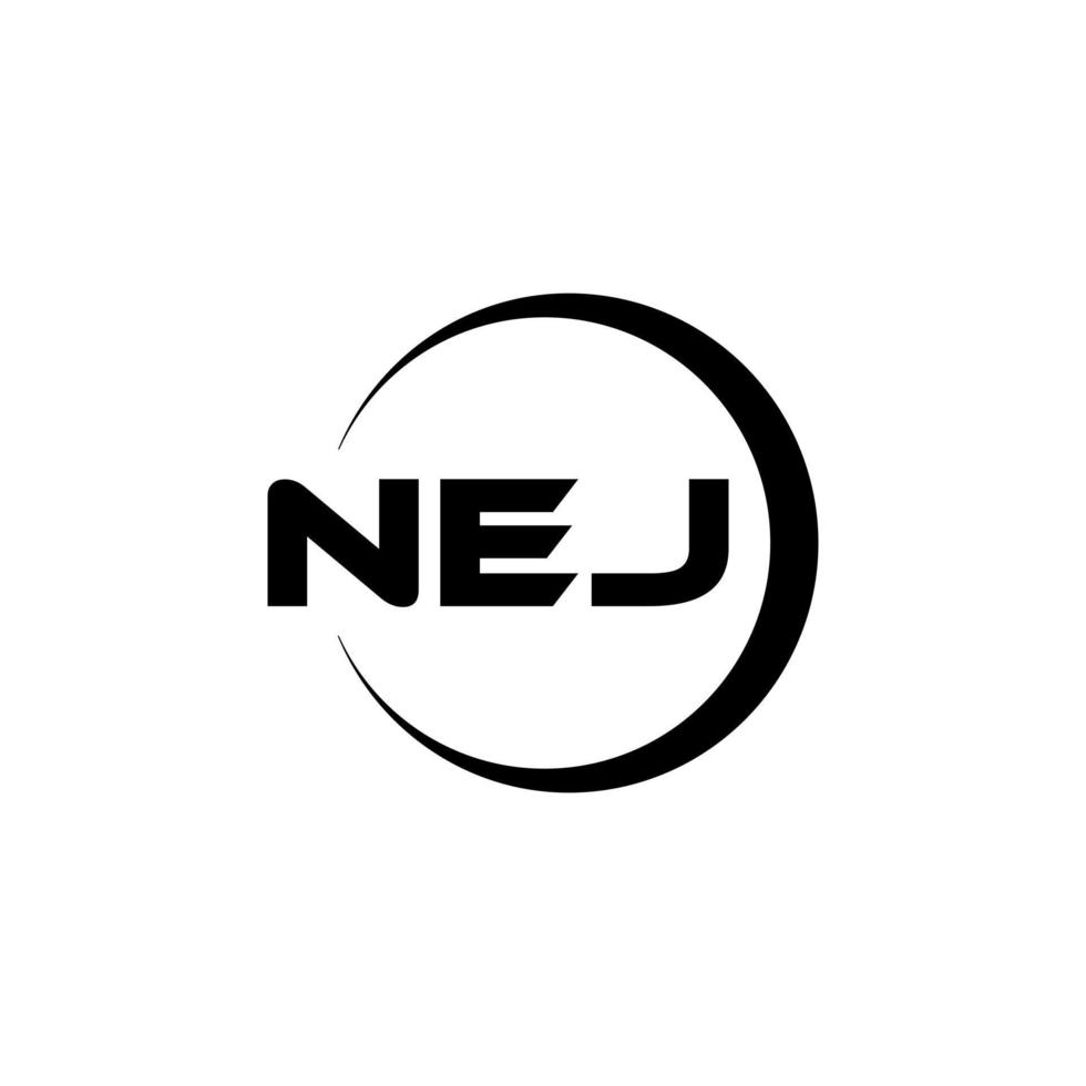 NEJ letter logo design in illustration. Vector logo, calligraphy designs for logo, Poster, Invitation, etc.