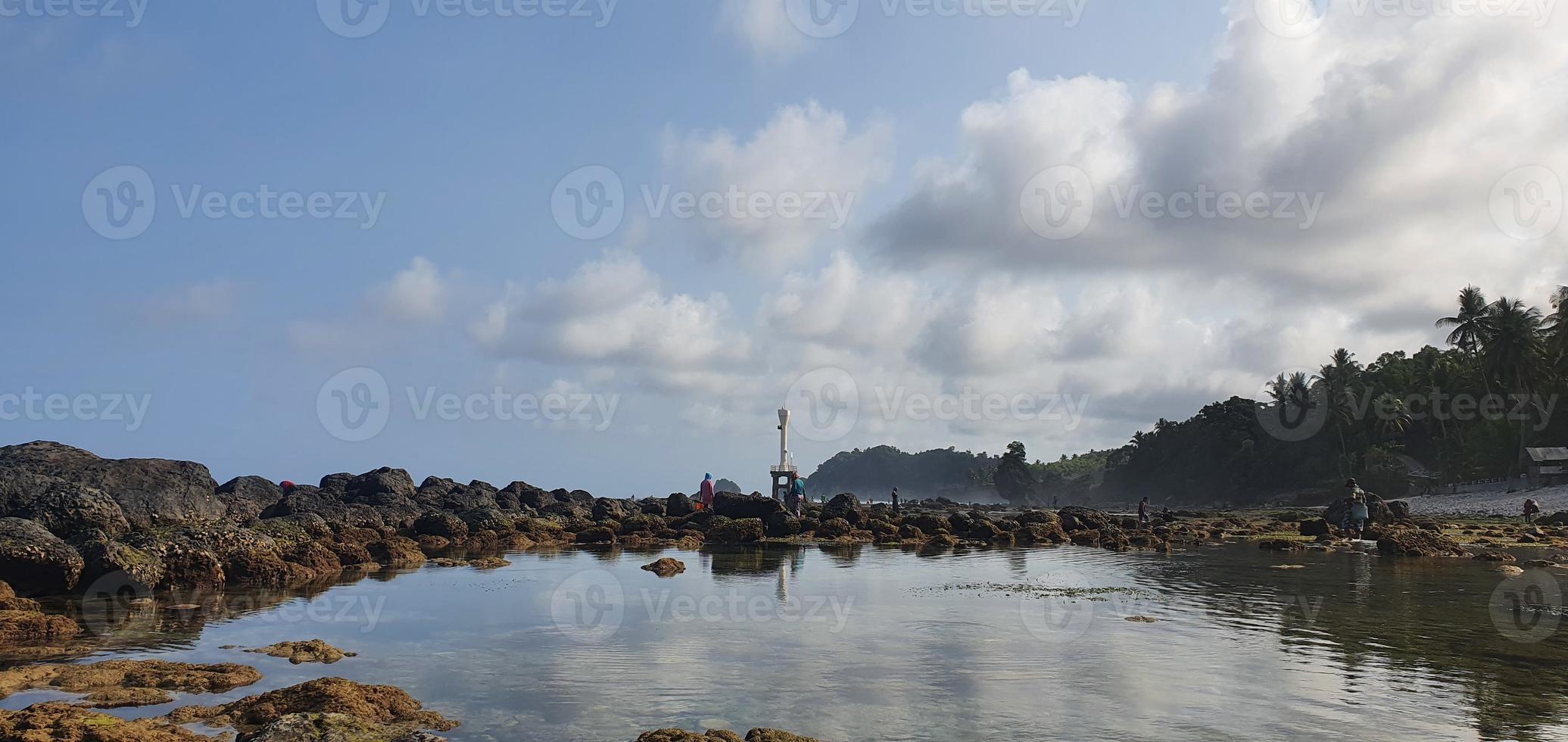 Beautiful beach at east java. Hidden Paradise. Beautiful Indonesia. Tropical paradise beach with wide panorama background concept photo