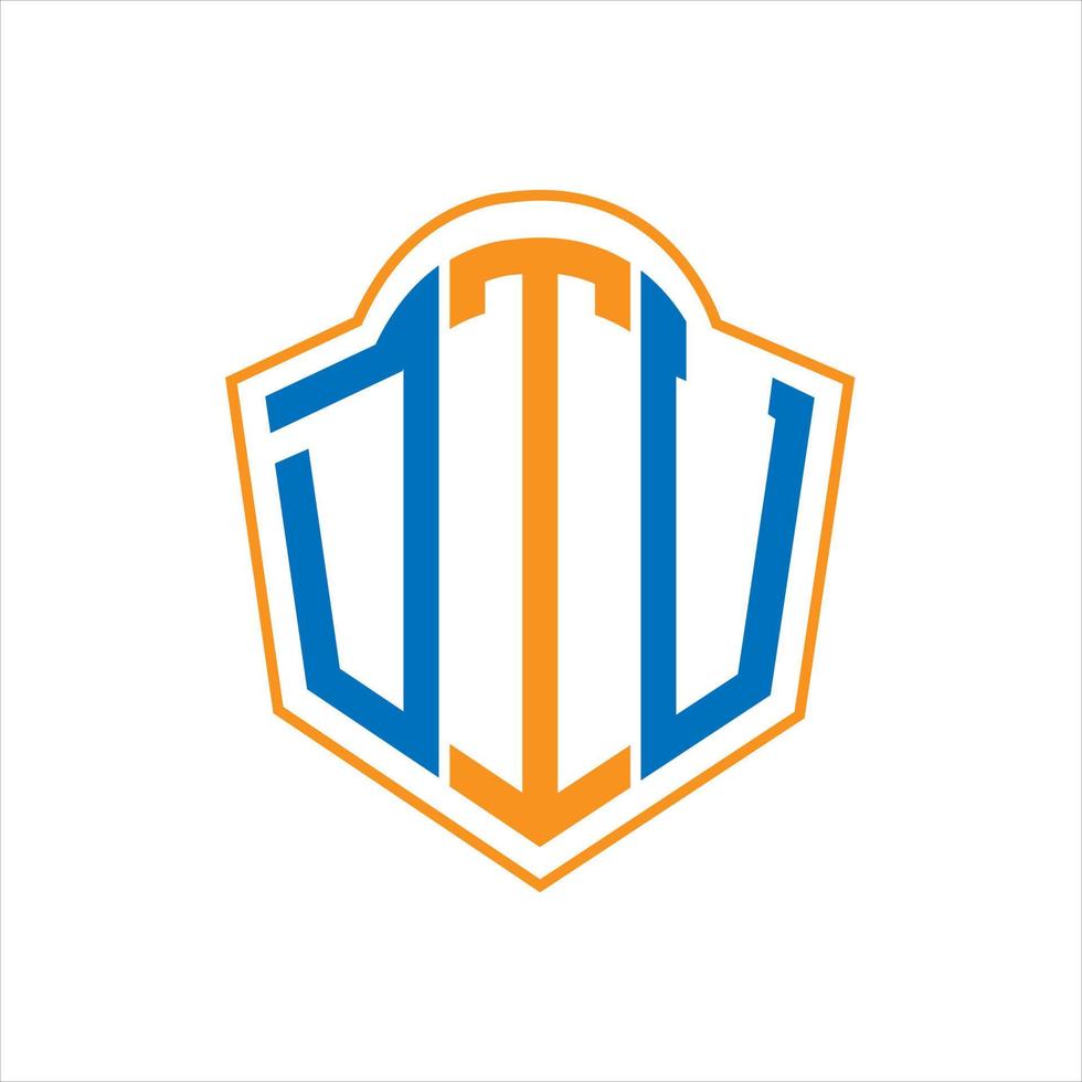 DTU abstract monogram shield logo design on white background. DTU creative initials letter logo. vector