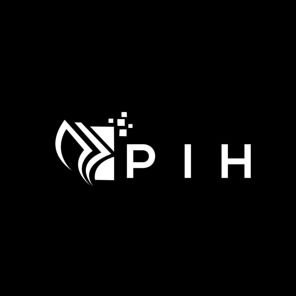 PIH credit repair accounting logo design on BLACK background. PIH creative initials Growth graph letter logo concept. PIH business finance logo design. vector