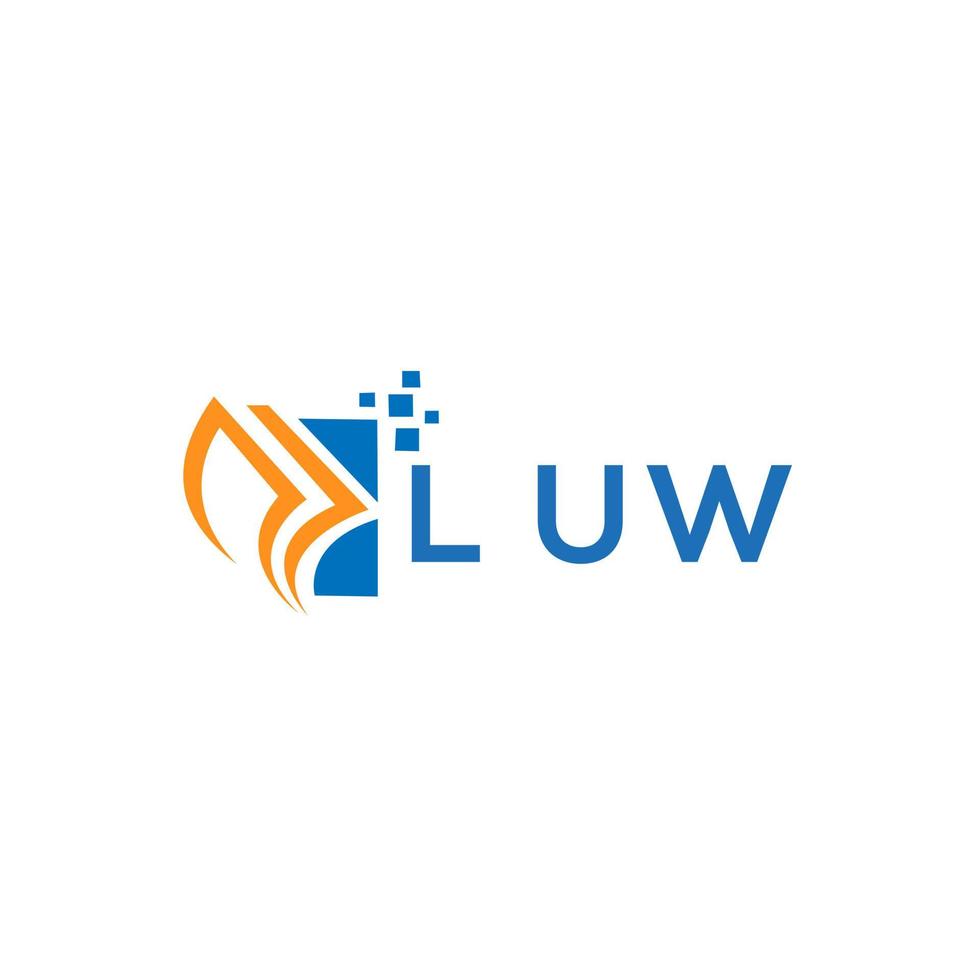 Luw crédito reparar contabilidad logo diseño en blanco antecedentes. Luw creativo iniciales crecimiento grafico letra logo concepto. Luw negocio Finanzas logo diseño. vector