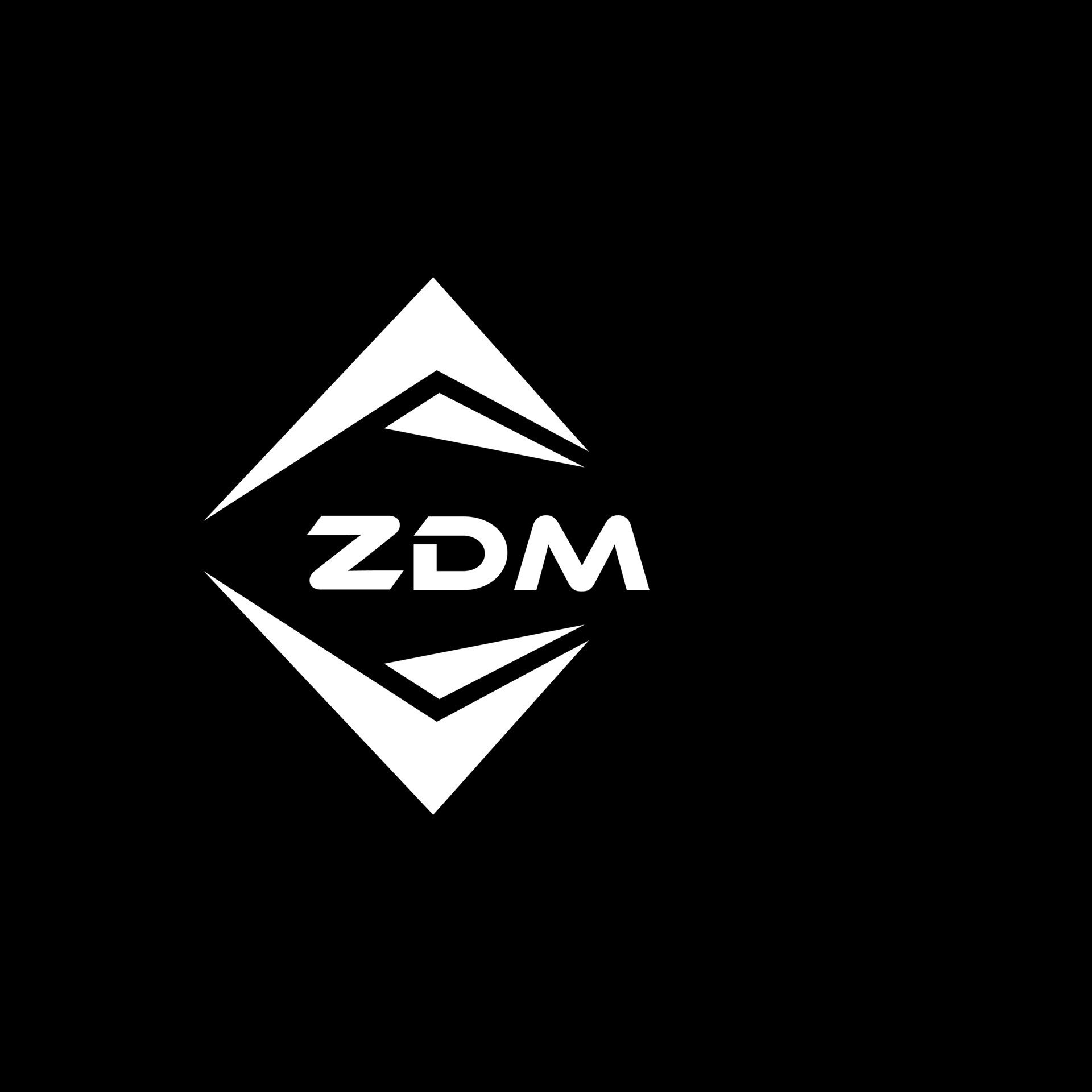 ZDM abstract monogram shield logo design on black background. ZDM