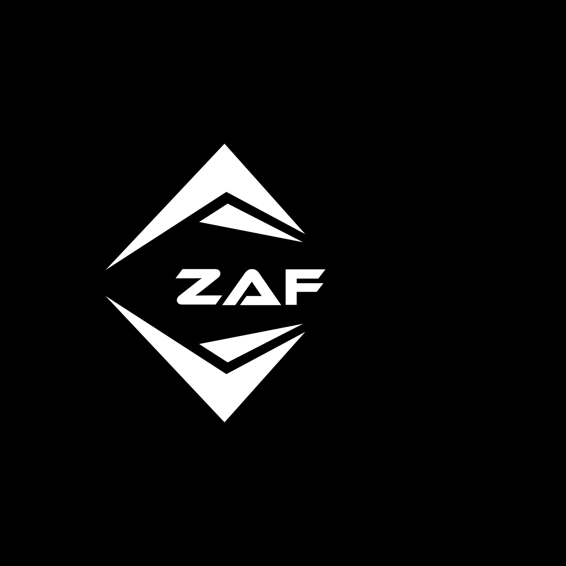 ZAF abstract monogram shield logo design on black background. ZAF