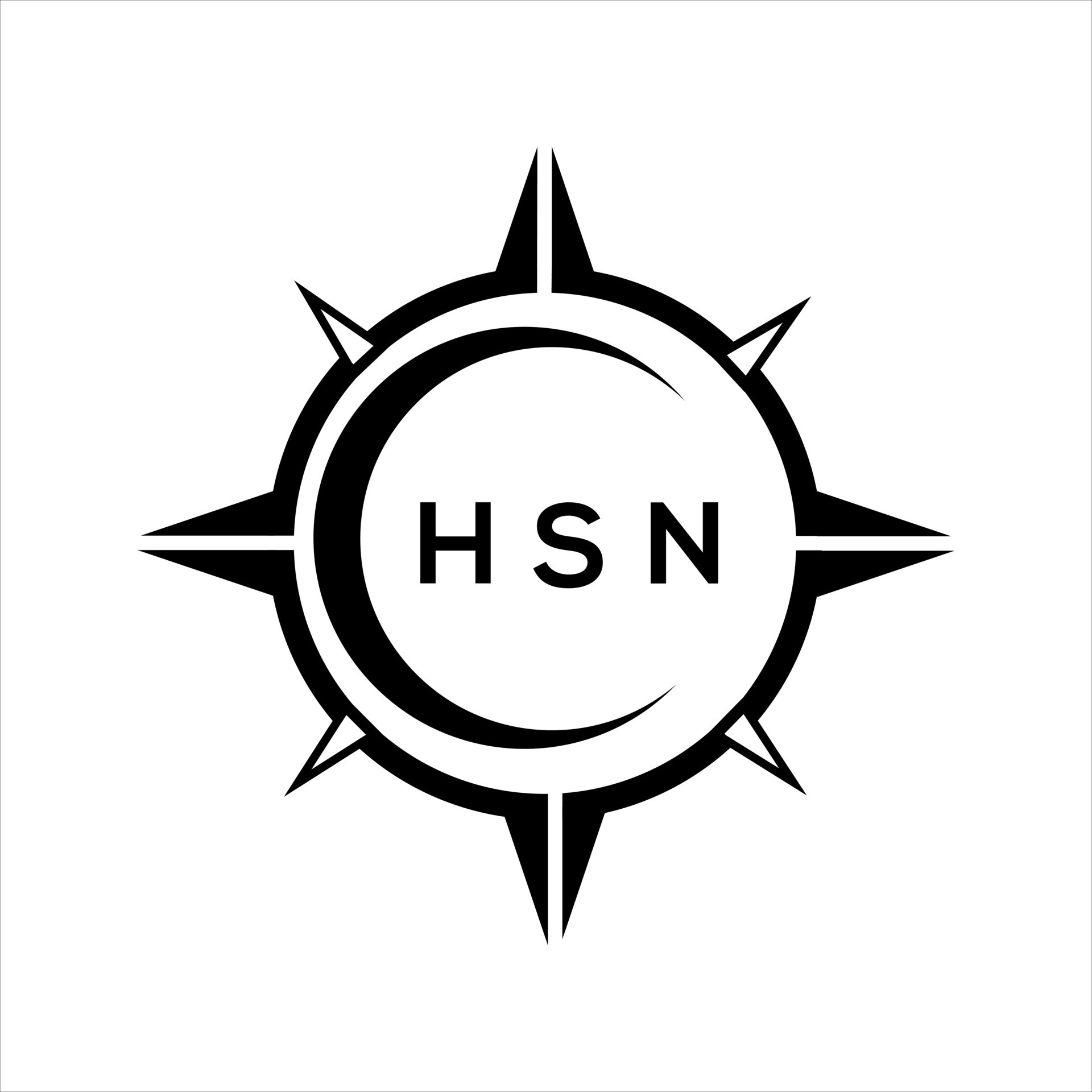 HSN abstract technology circle setting logo design on white background