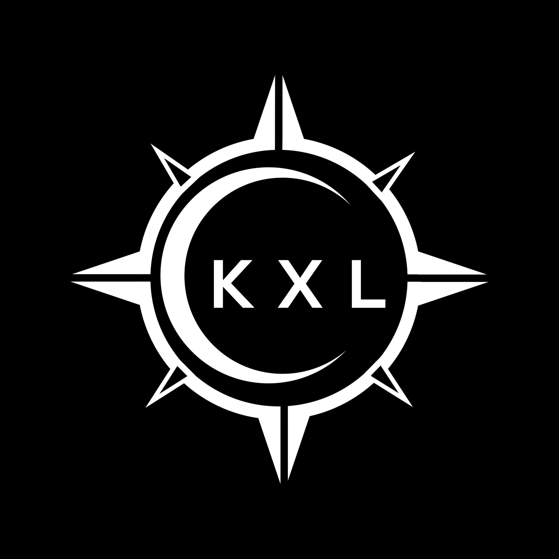 KXL abstract technology circle setting logo design on black background