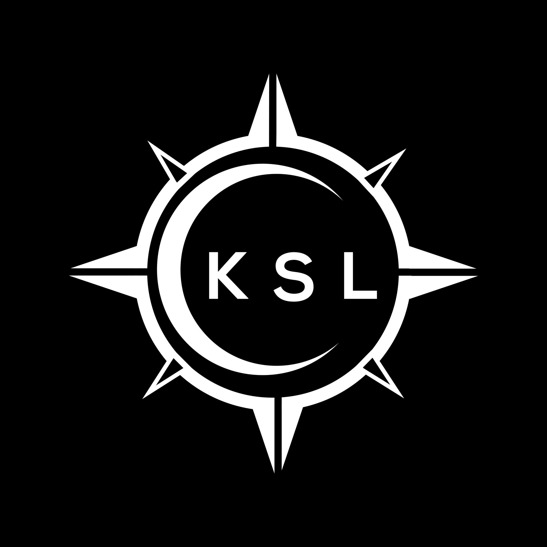 ksl resumen tecnología circulo ajuste logo diseño en negro antecedentes