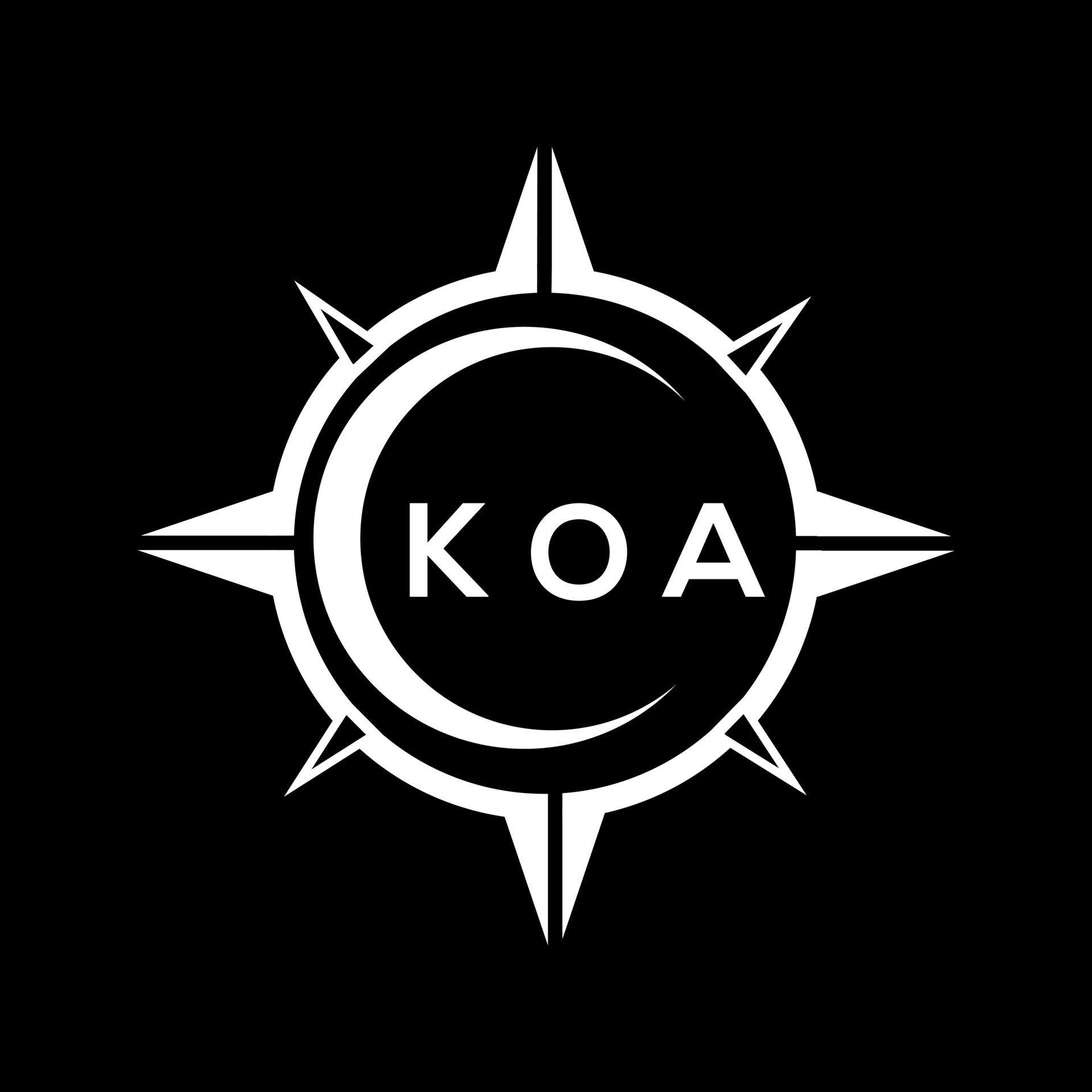 koa resumen tecnología circulo ajuste logo diseño en negro antecedentes