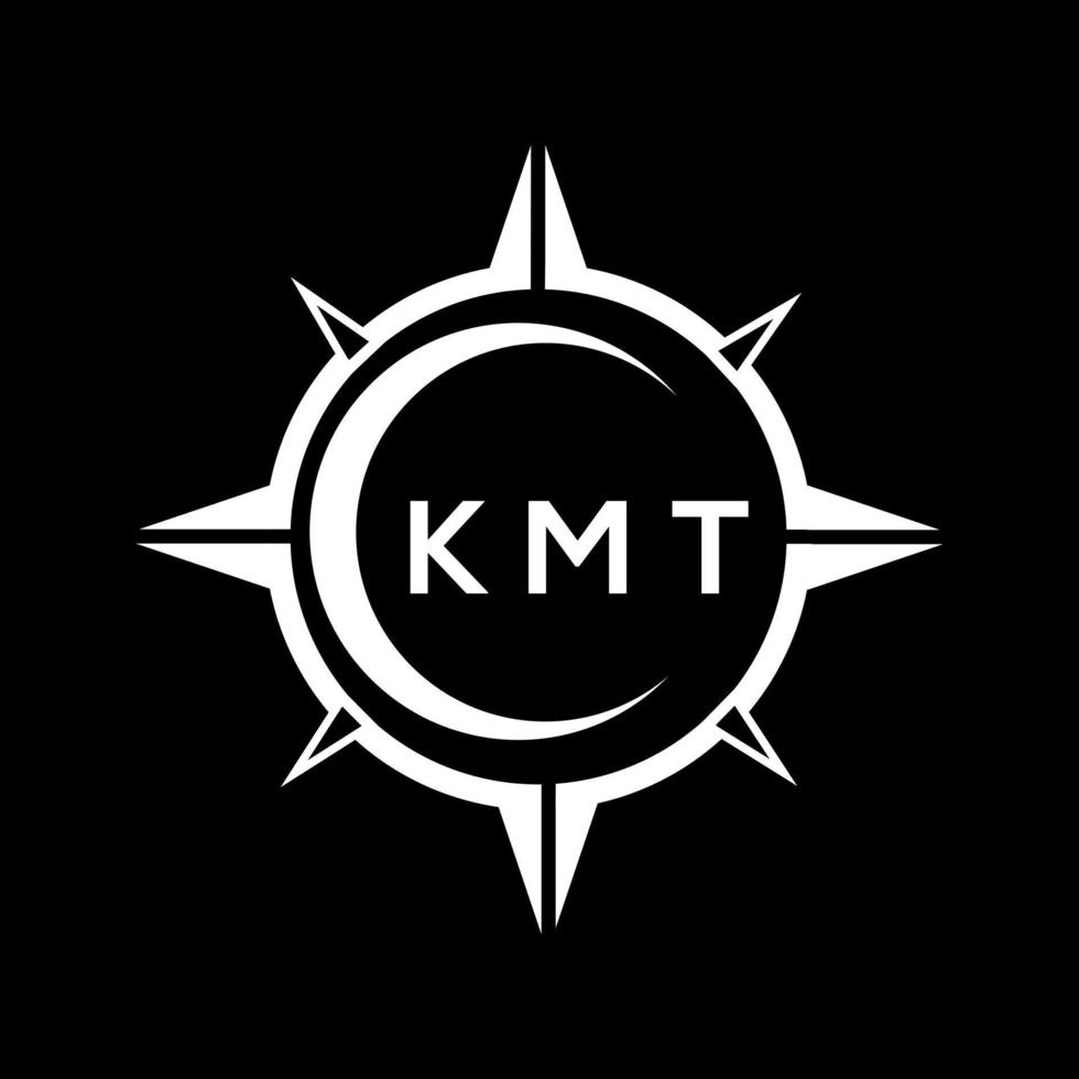 KMT creative initials letter logo.KMT abstract technology circle setting logo design on black background. KMT creative initials letter logo. vector