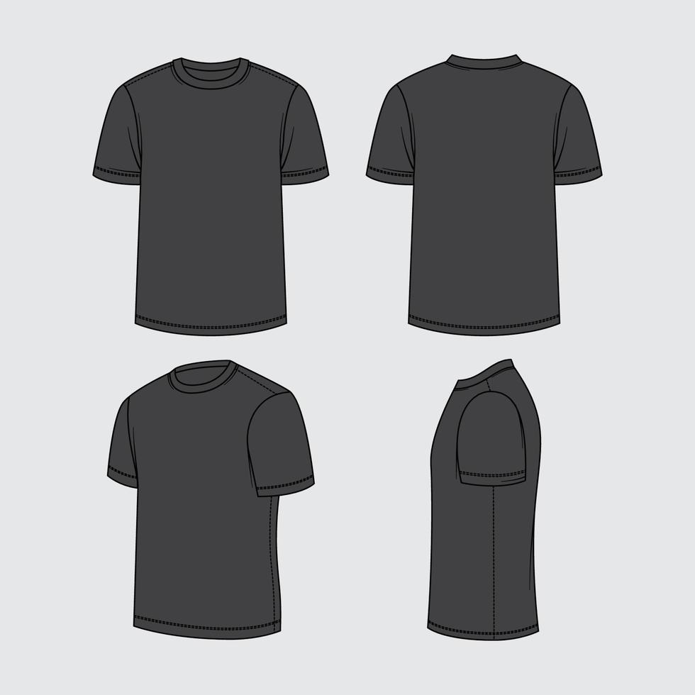 Outlined Black T-Shirt Template vector