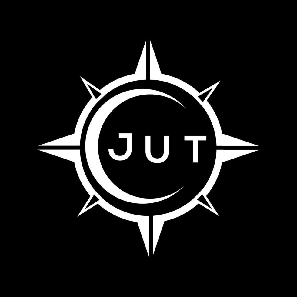 JUT abstract technology circle setting logo design on black background. JUT creative initials letter logo. vector