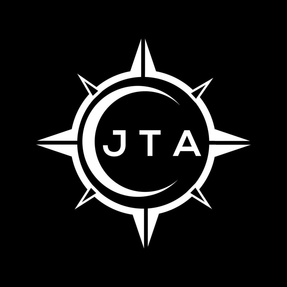 JTA abstract technology circle setting logo design on black background. JTA creative initials letter logo. vector