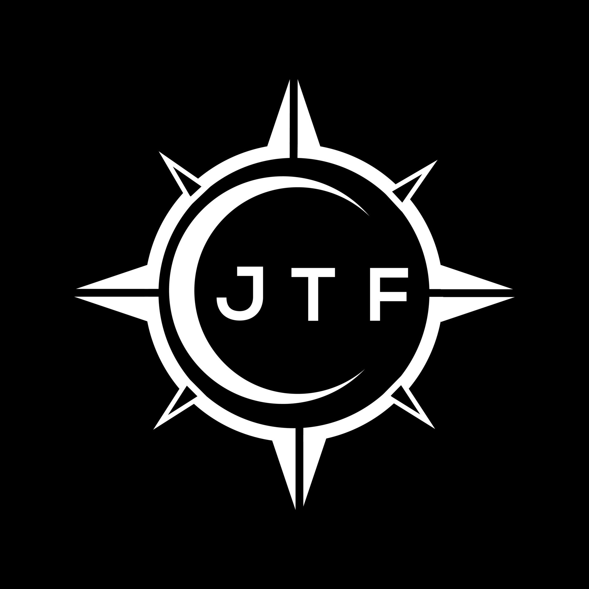 JTF abstract technology circle setting logo design on black background