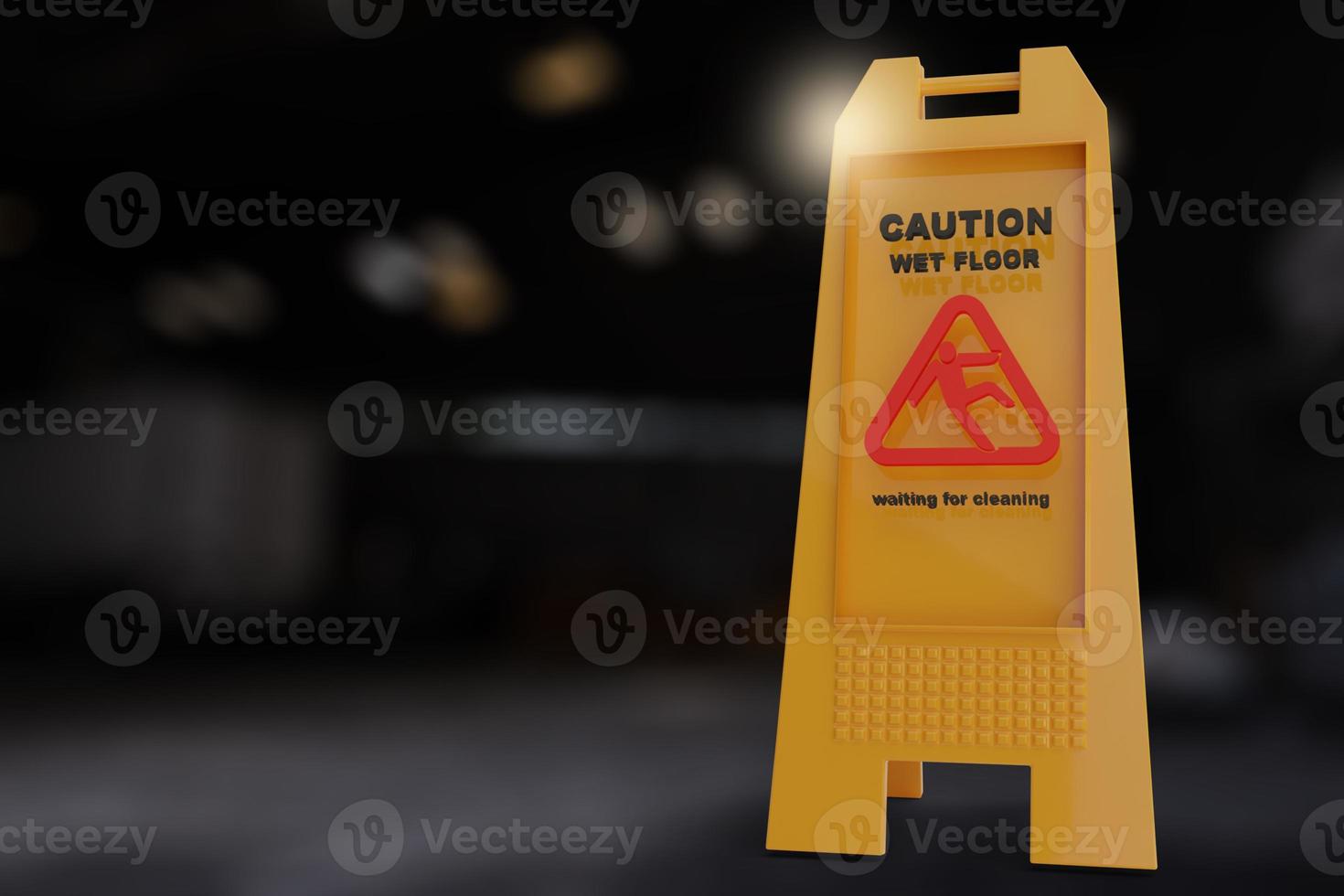 señal amarilla que muestra una advertencia de precaución piso mojado señal de piso mojado en la fábrica de una persona que cae precaución piso mojado señal que muestra una advertencia de piso mojado foto