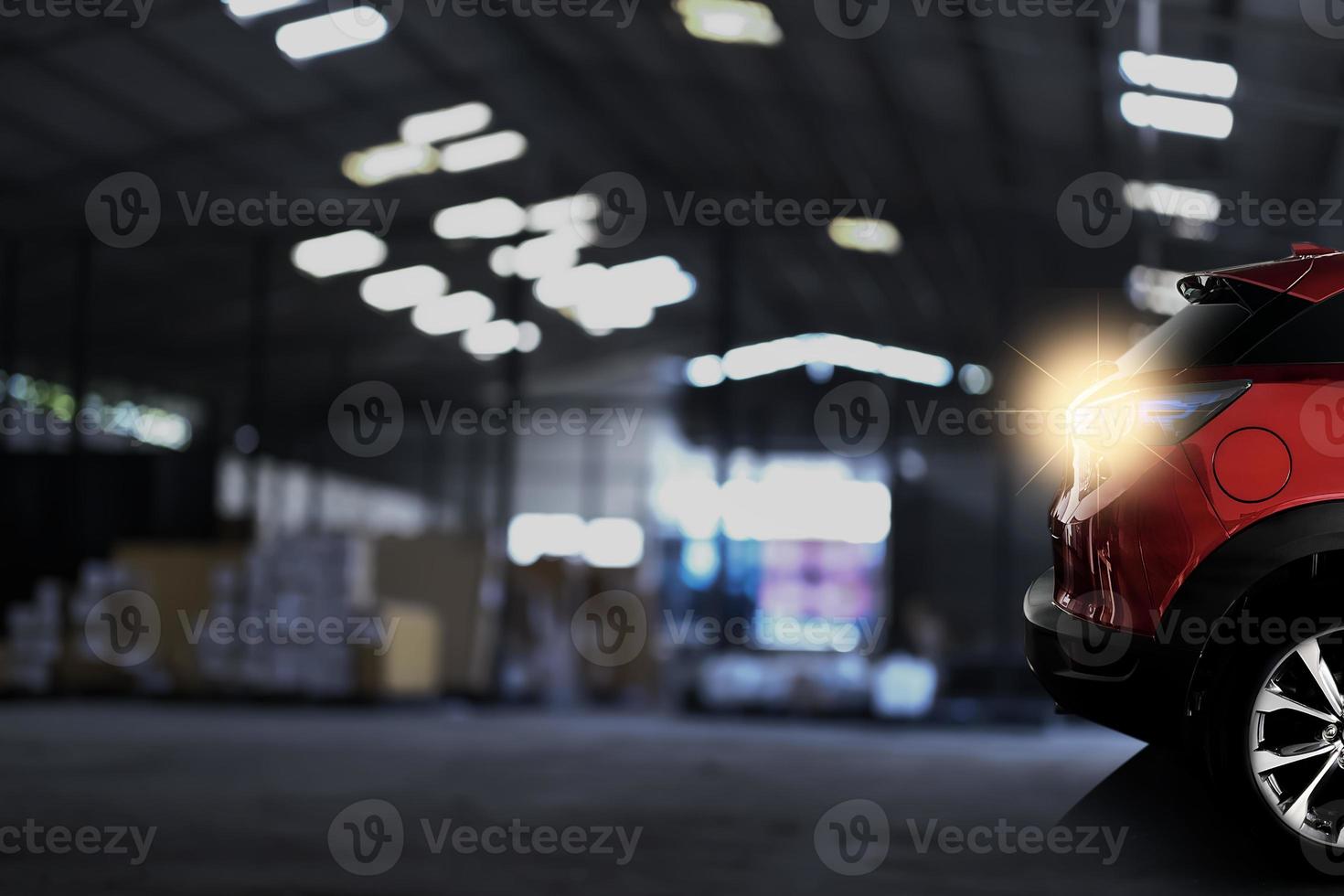 Car tail light red color with 2023 on black background for customers. for transport or automotive automobile industrial and car business happy new year 2023 image. photo