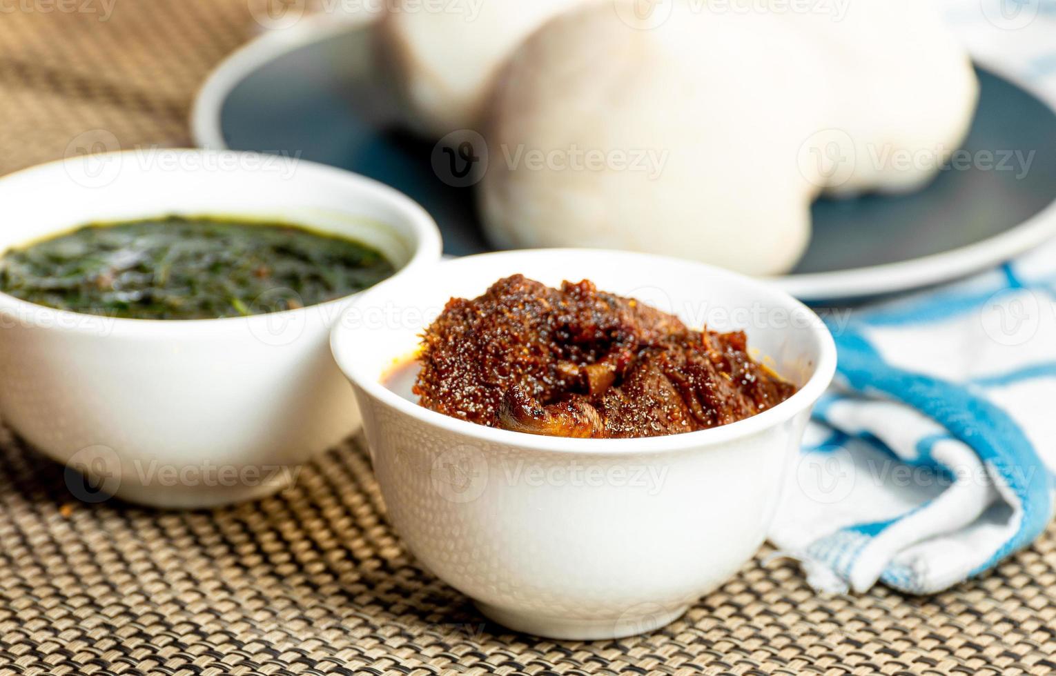 jollof rice with meat - vegetable and fruits photo