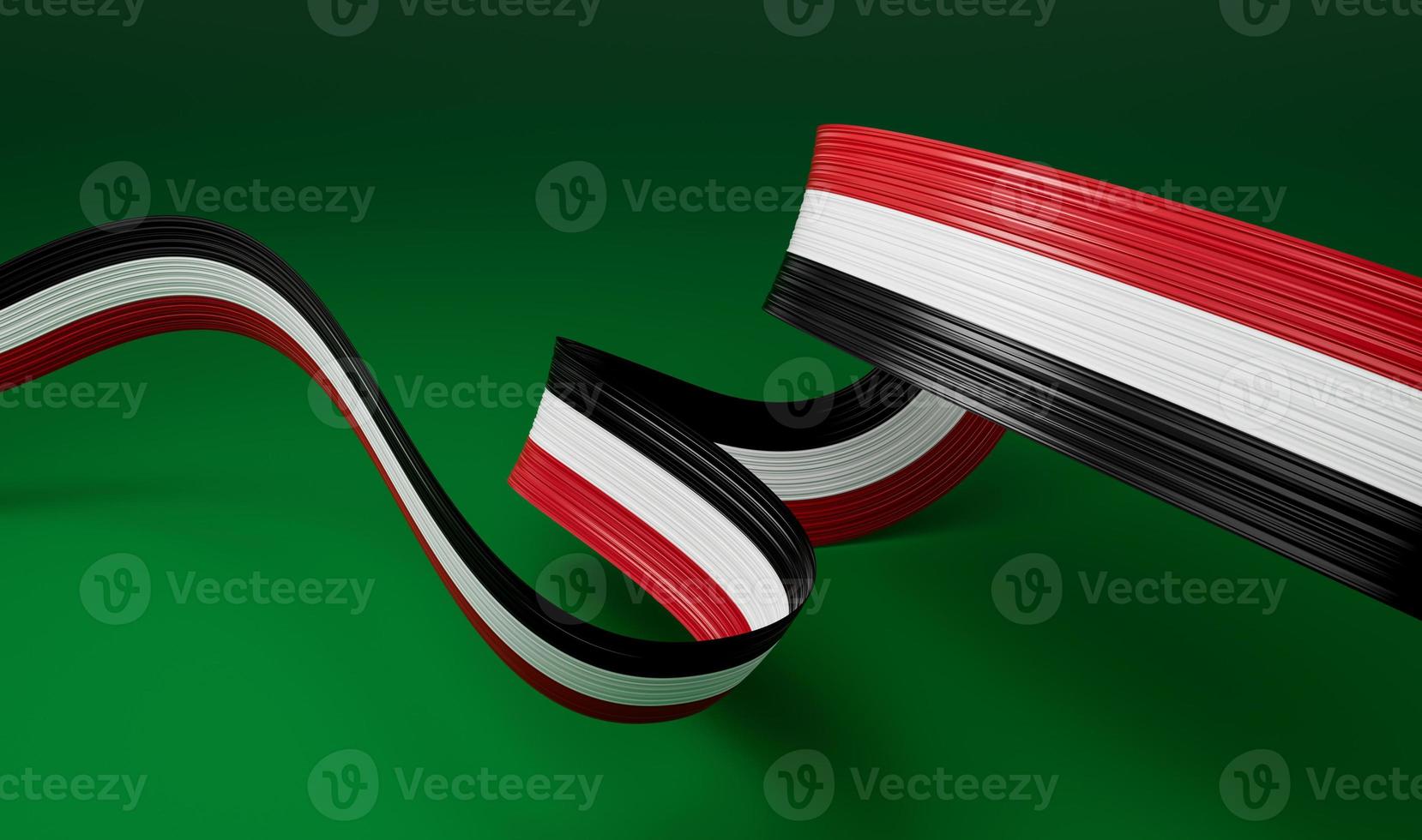 3d syria flag ribbon, 3d syrian wavy flag isolated on green background, 3d illustration photo