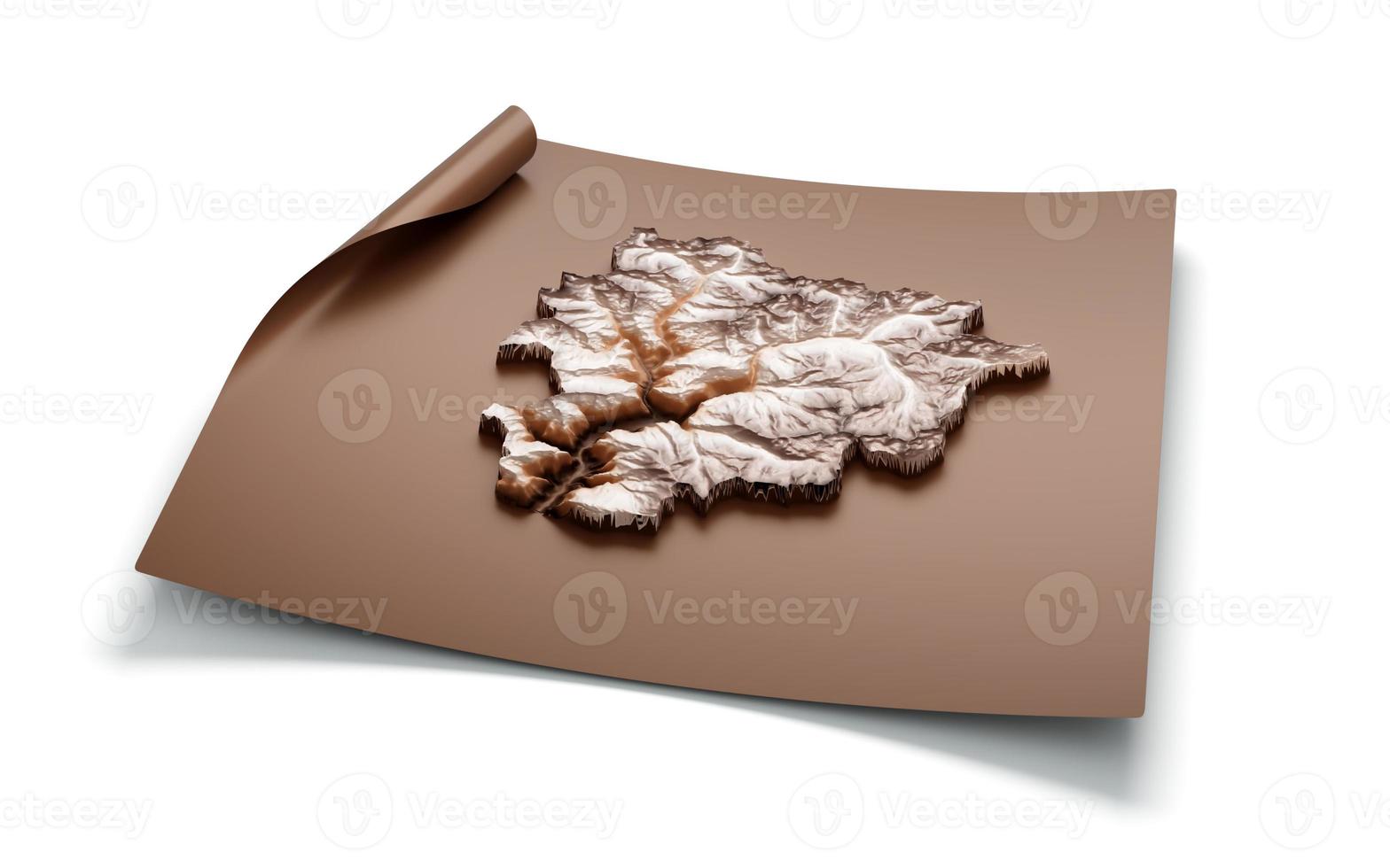 3d Map of Andorra Country, Old style Andorra map geography, on white background 3d illustration photo