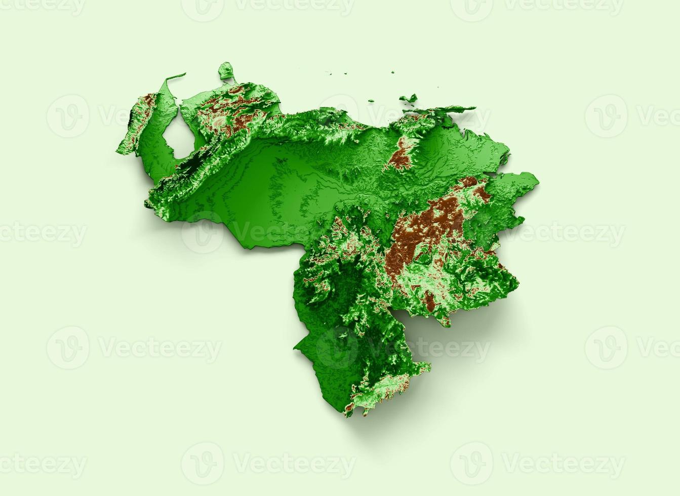 Venezuela Topographic Map 3d realistic map Color 3d illustration