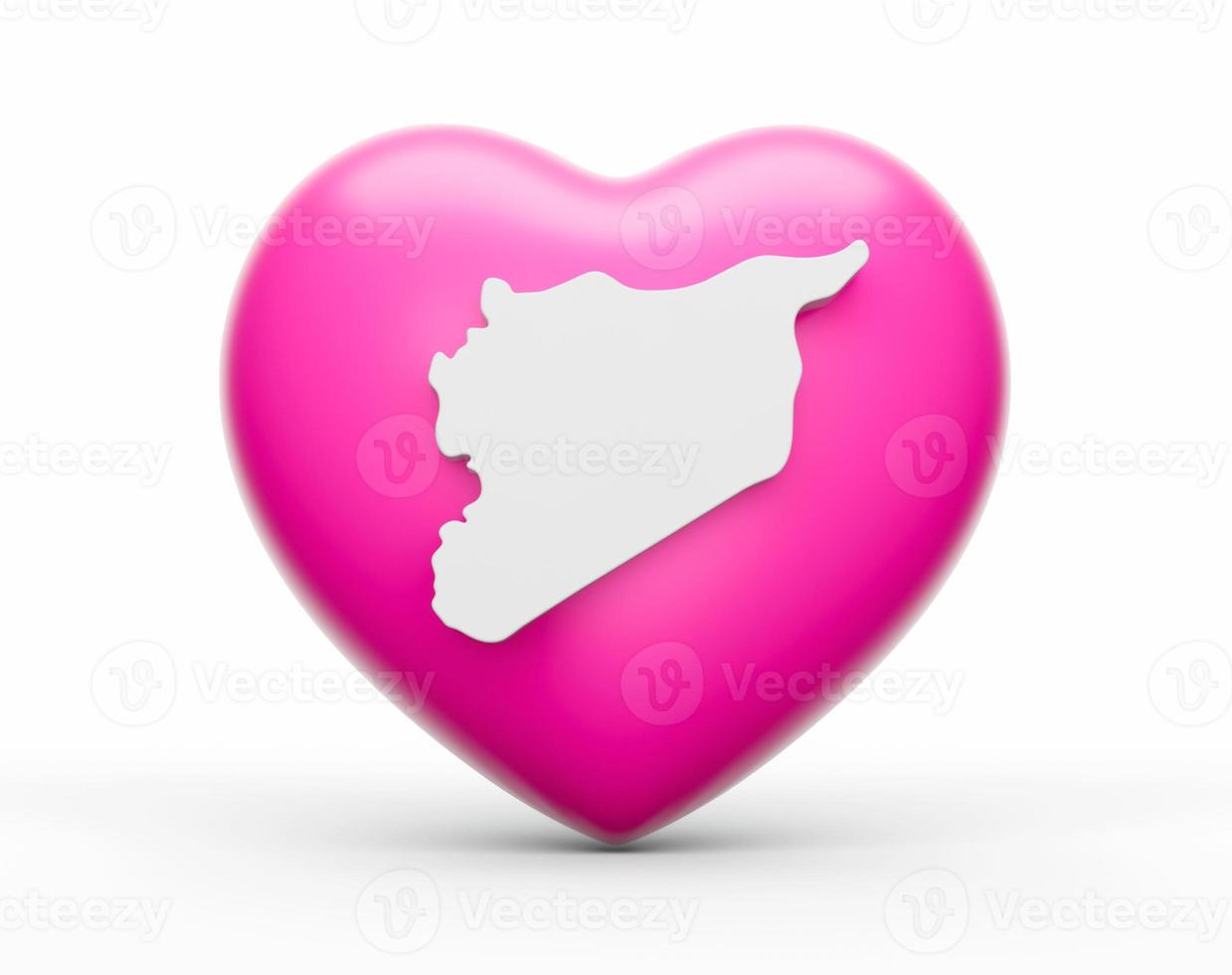 Pink heart with a white map of Syria 3d illustration photo