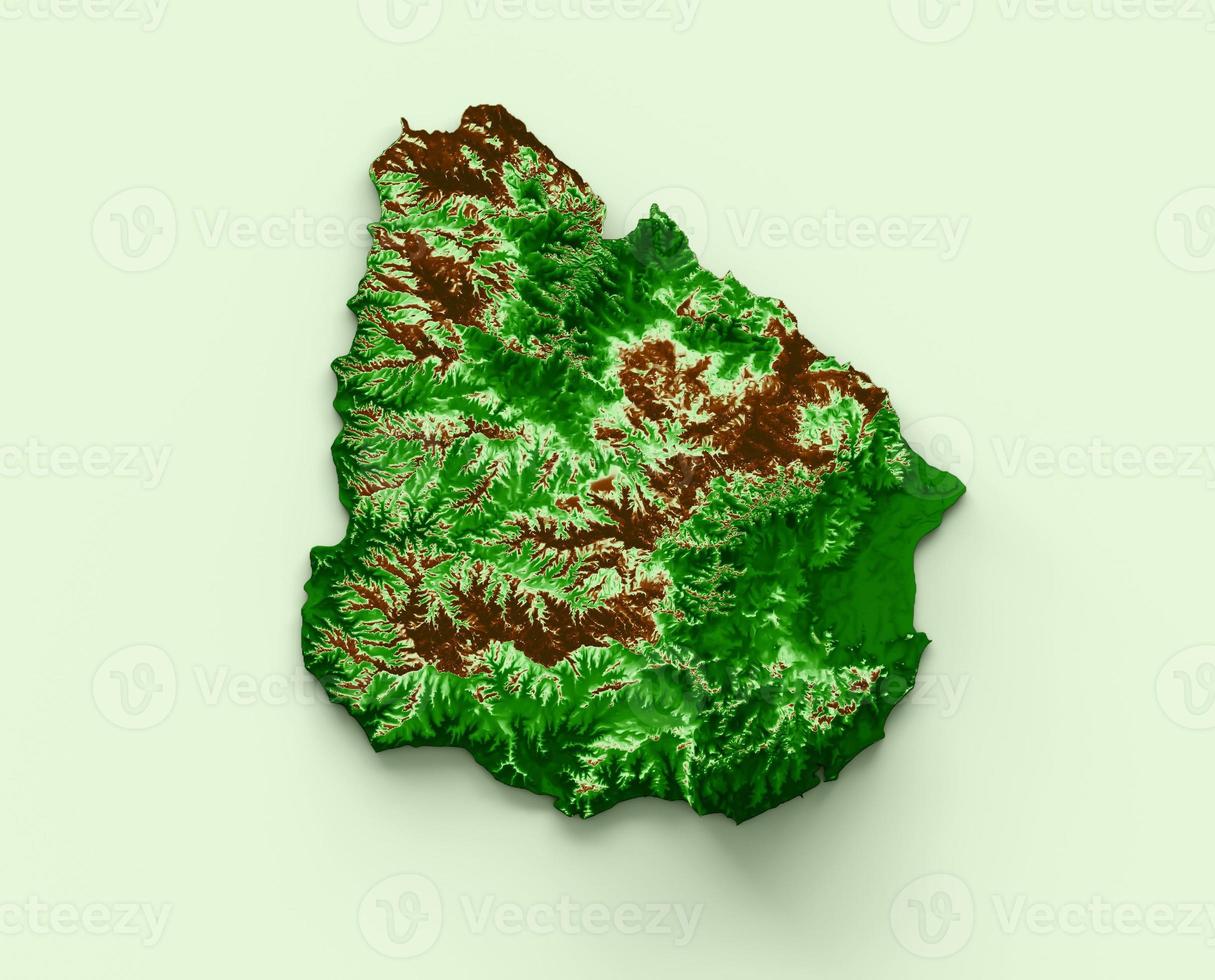 Uruguay Topographic Map 3d realistic map Color 3d illustration photo