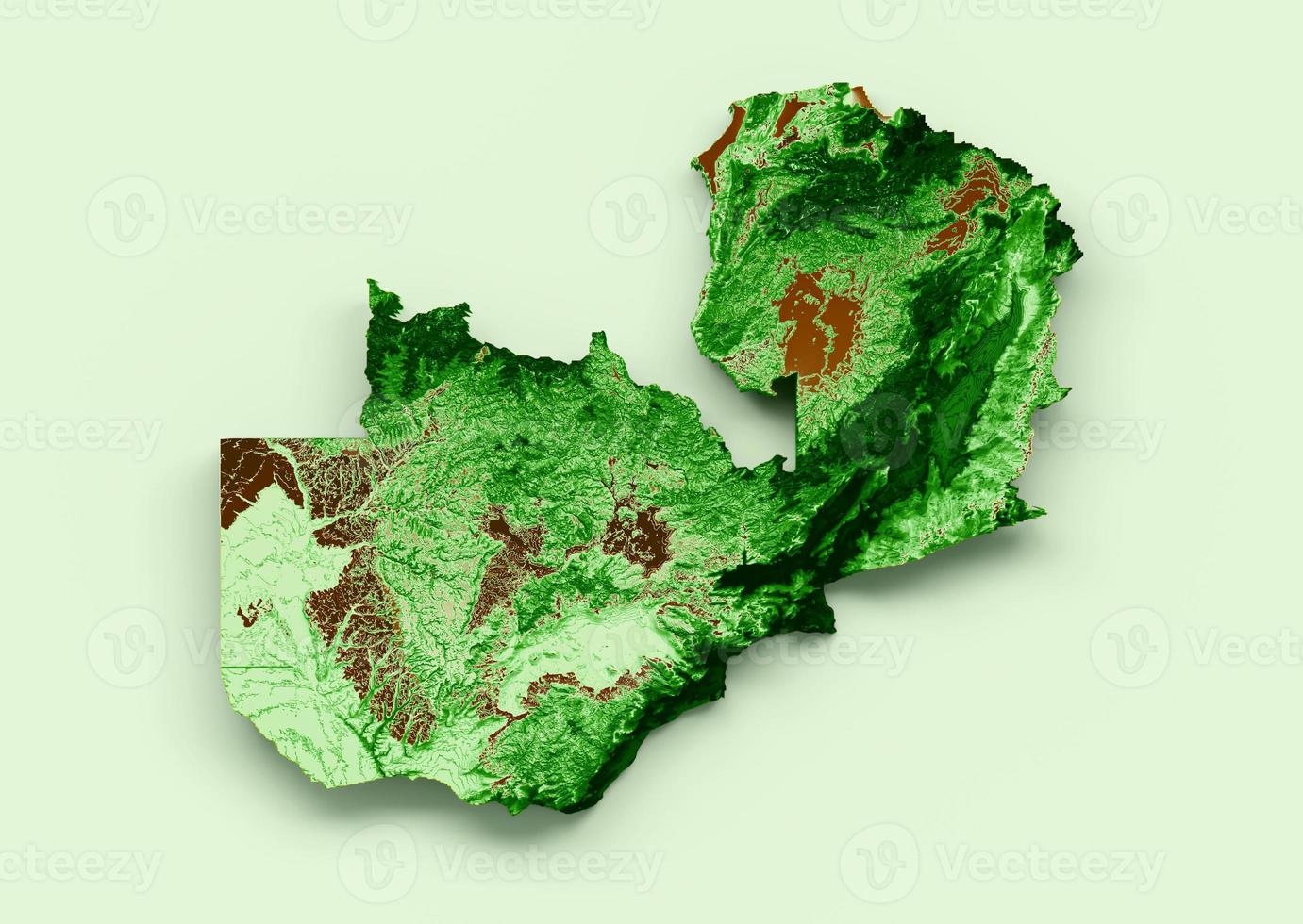 Zambia Topographic Map 3d realistic map Color 3d illustration photo