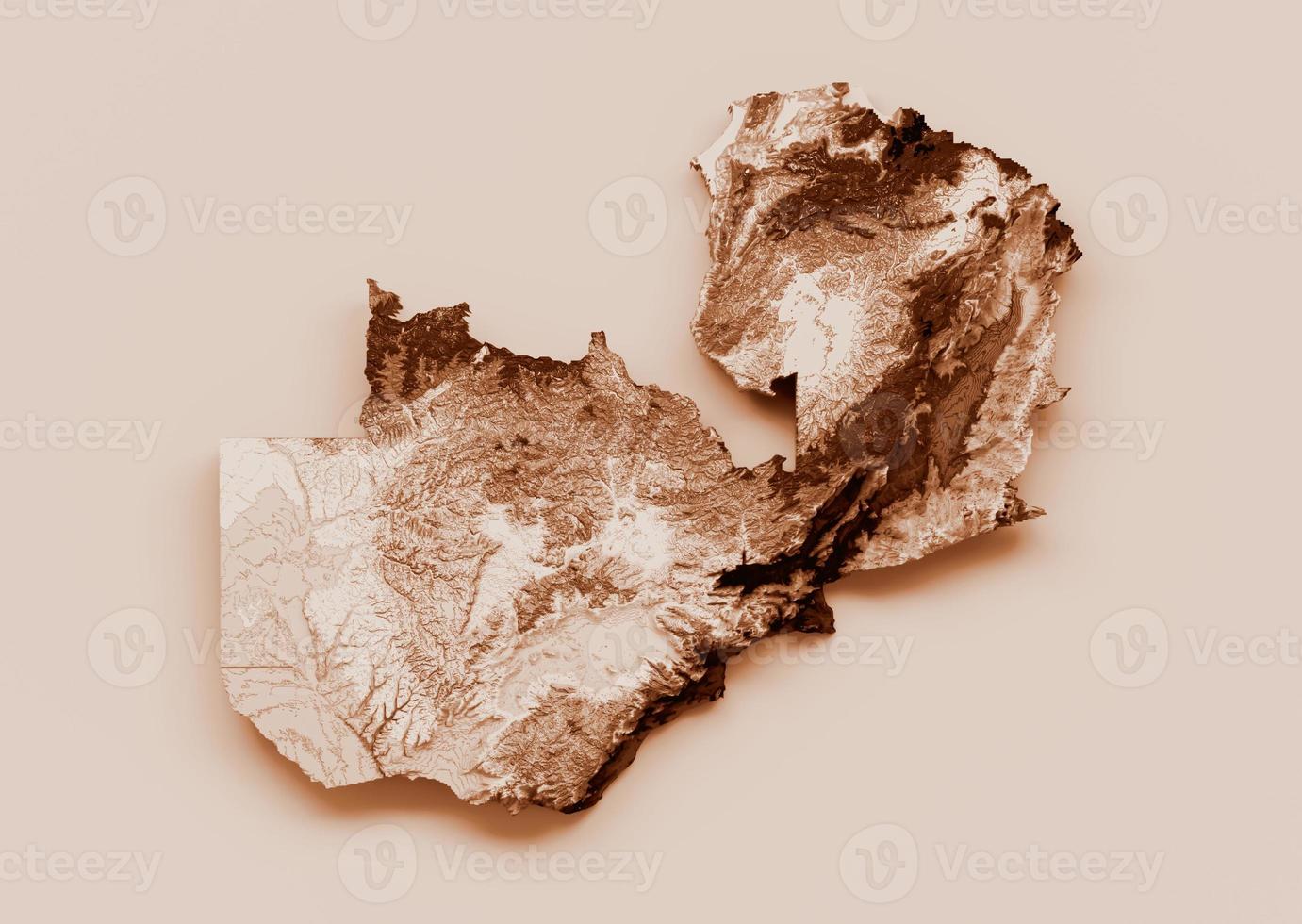 Map of Zambia in old style, brown graphics in a retro style Vintage Style. High detailed 3d illustration photo