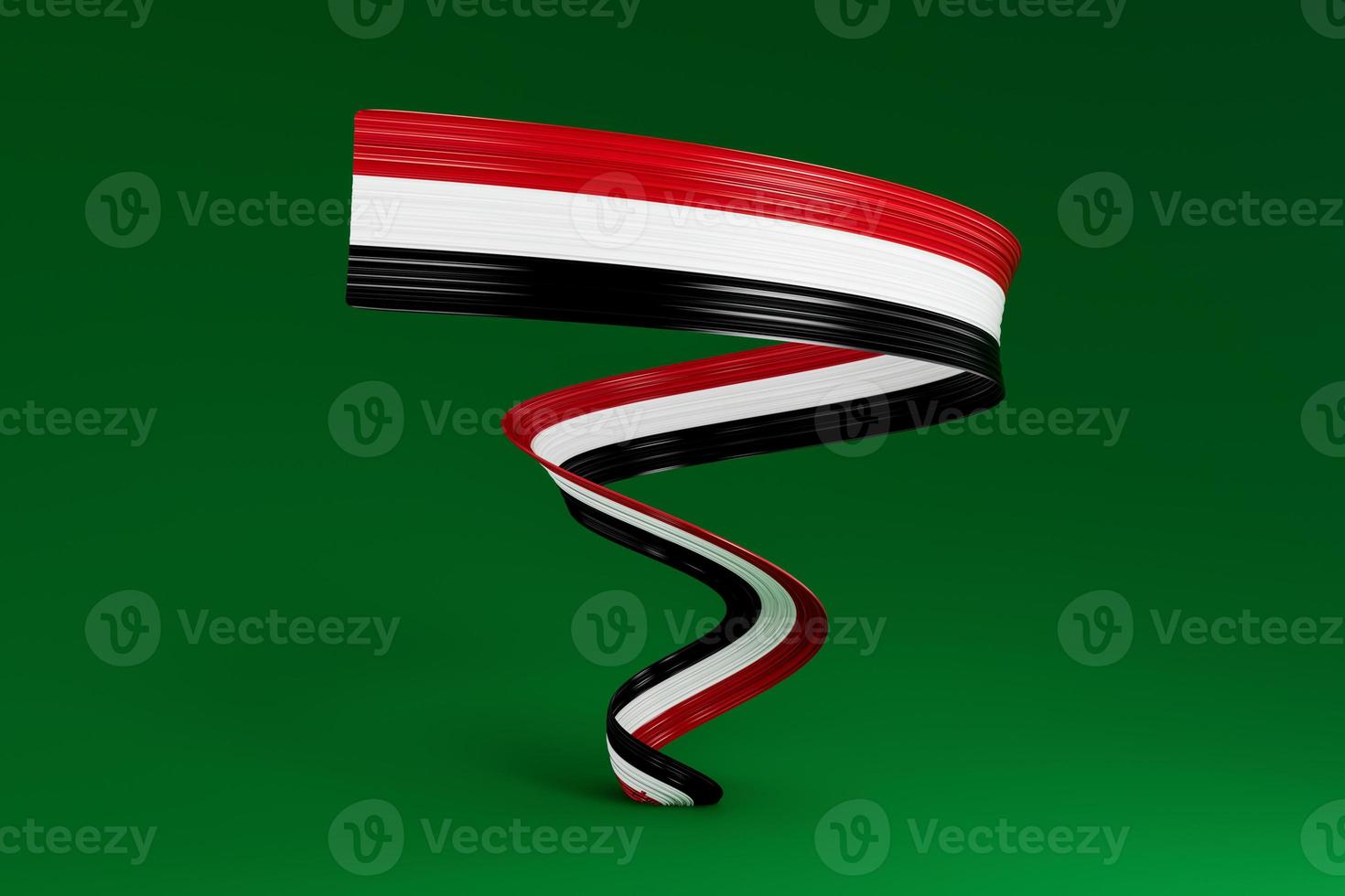 Syria flag ribbon on green background 3d illustration photo