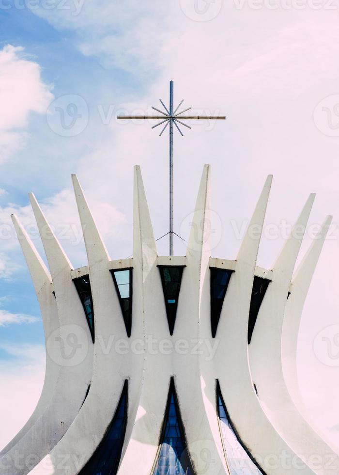 Facade of the iconic Metropolitan Cathedral Our Lady Aparecida in Brasilia, Brazil photo