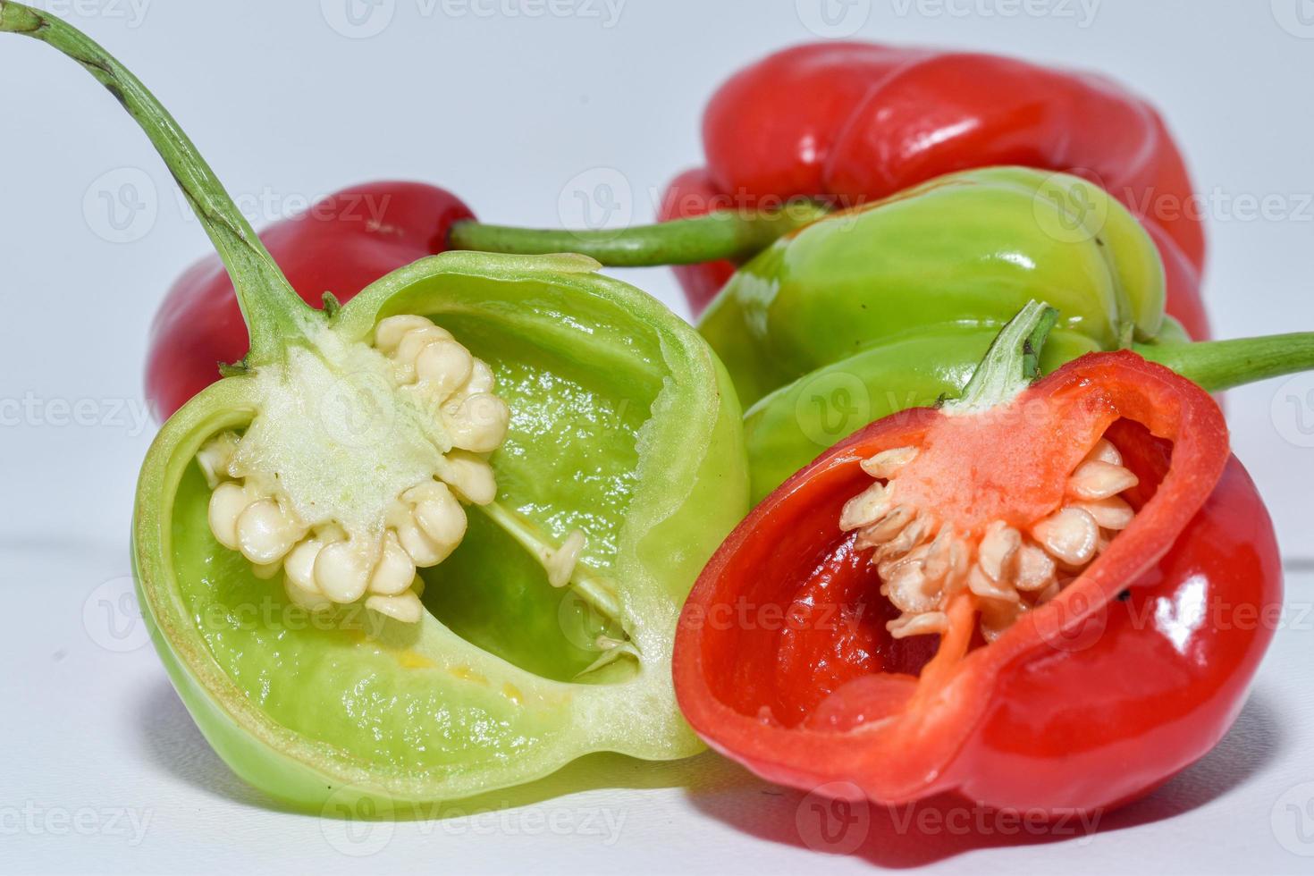 chilli pepper in the white backgound with macro and close up view photo