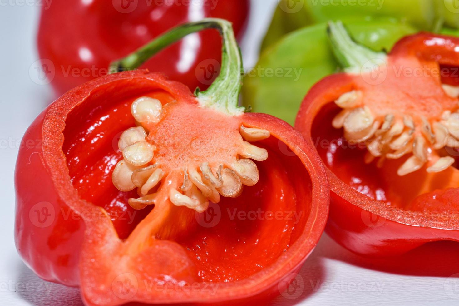 chilli pepper in the white backgound with macro and close up view photo