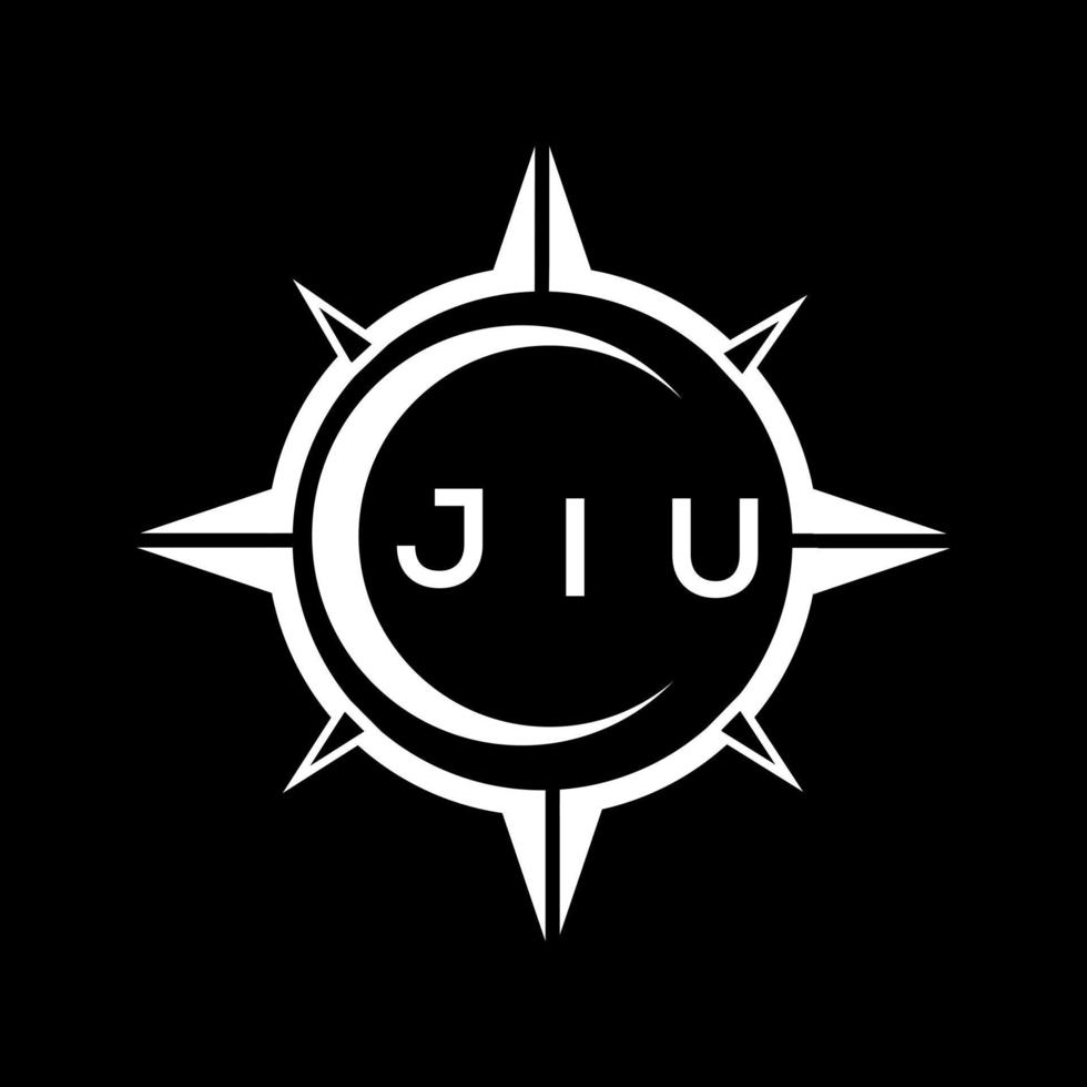 JIU abstract technology circle setting logo design on black background. JIU creative initials letter logo. vector