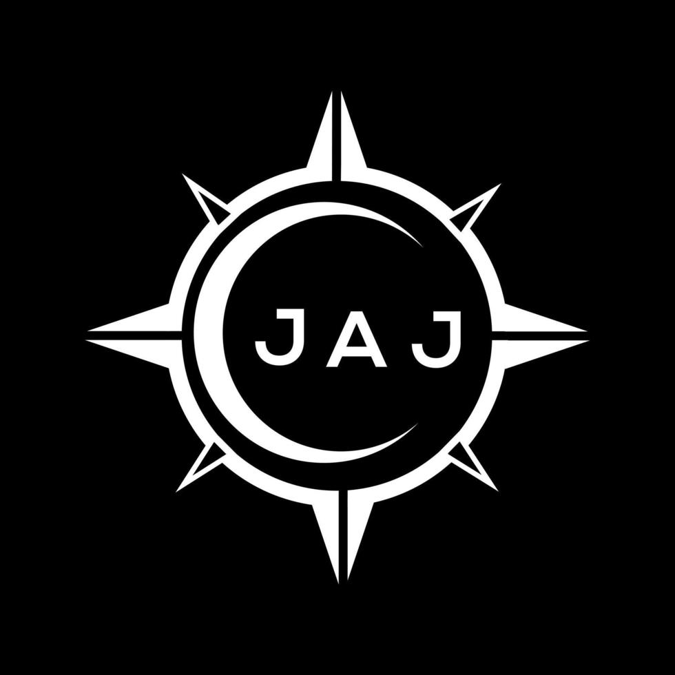 JAJ abstract technology circle setting logo design on black background. JAJ creative initials letter logo. vector