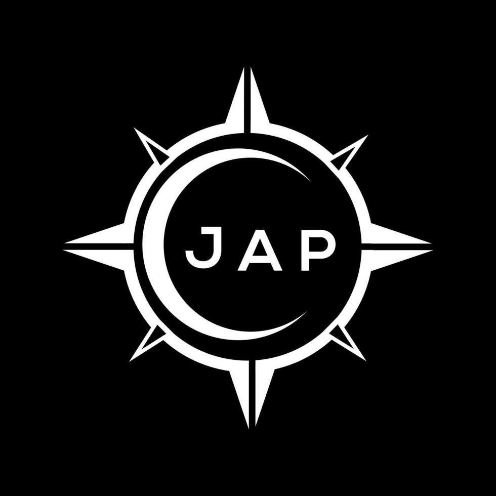 JAP abstract technology circle setting logo design on black background. JAP creative initials letter logo. vector
