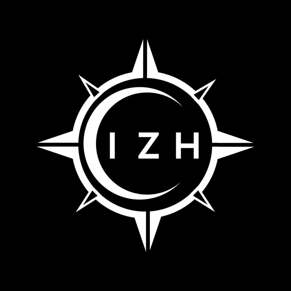 izh resumen tecnología circulo ajuste logo diseño en negro antecedentes. izh creativo iniciales letra logo. vector