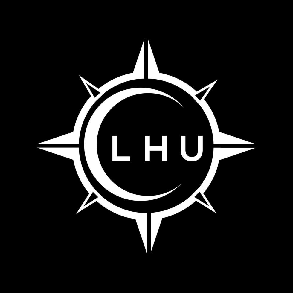 LHU abstract technology circle setting logo design on black background. LHU creative initials letter logo. vector