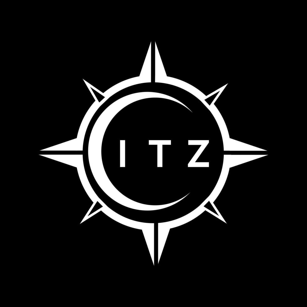 ITZ abstract technology circle setting logo design on black background. ITZ creative initials letter logo. vector