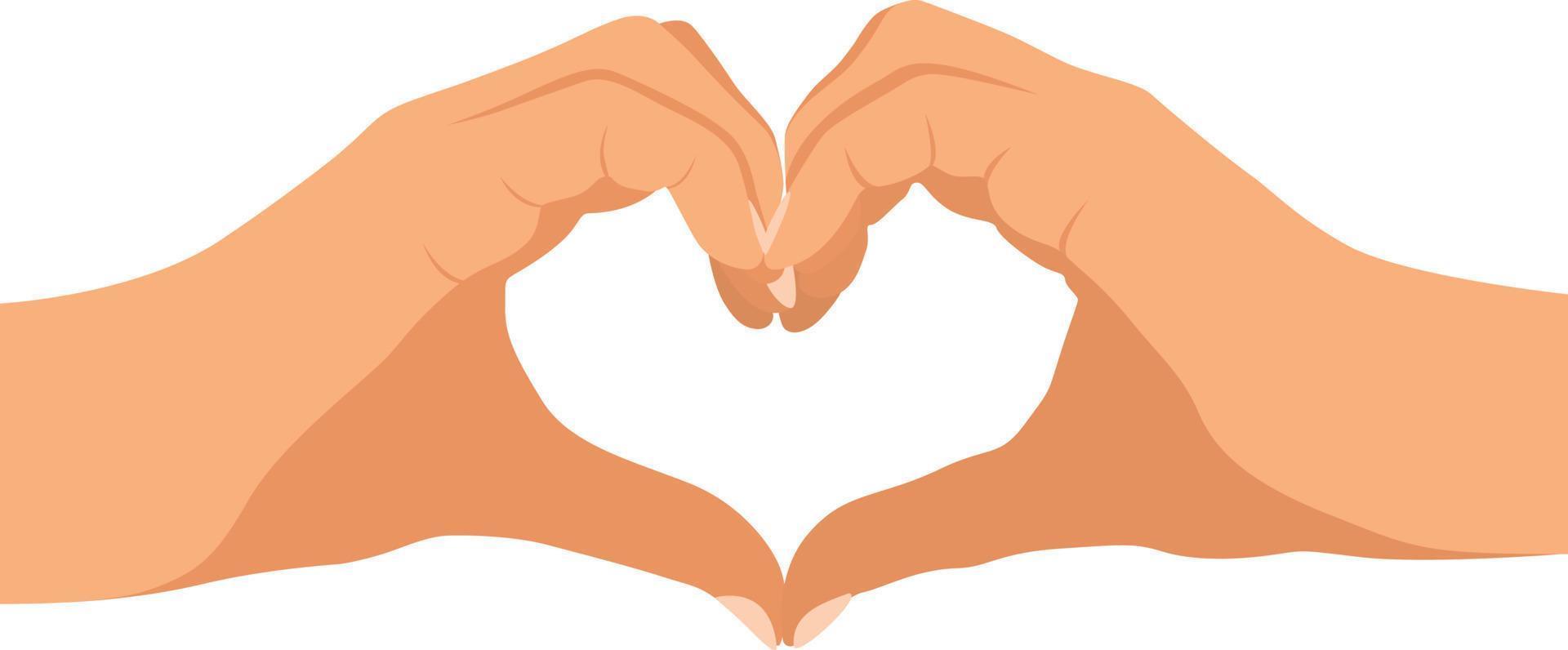 Handshake symbol forming a heart.Hands forming a heart isolated. make a heart with a touch of hands. vector illustration