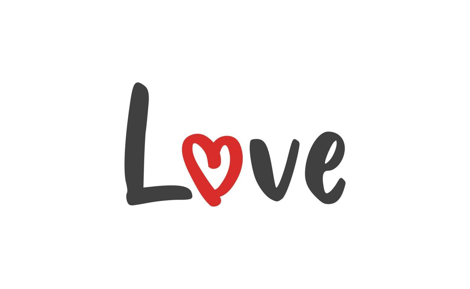 Love text lettering. O letter replaced by heart shape. Valentine's day design. vector