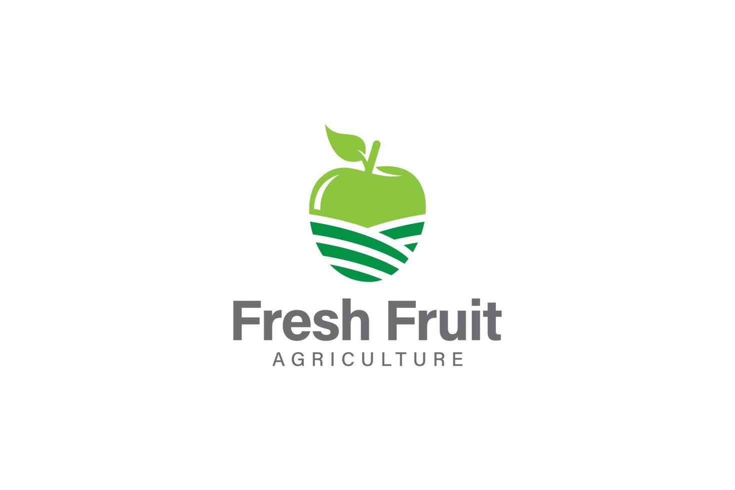 Fresh fruit agriculture or farm fruit green logo design vector