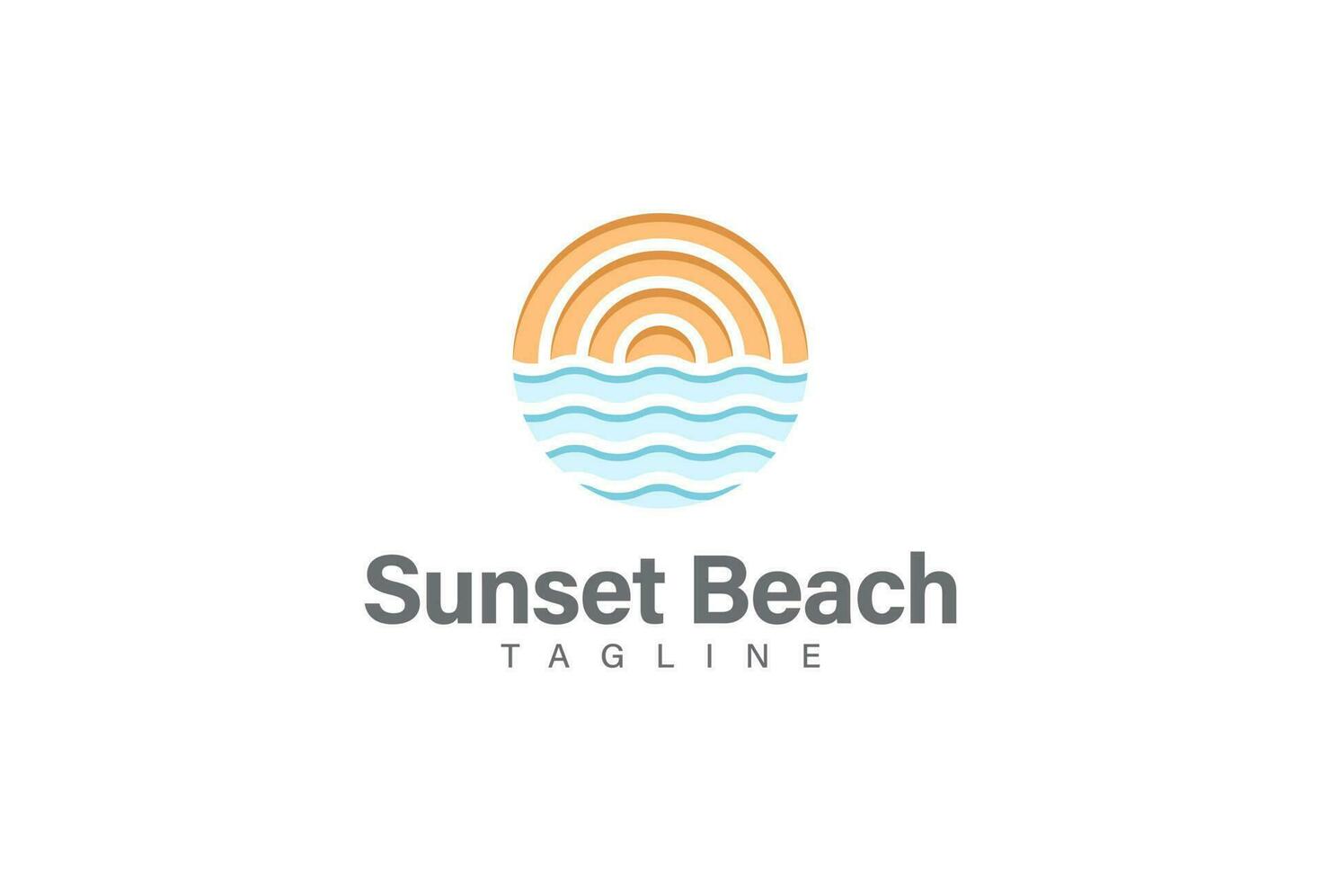 vector de diseño de logotipo de playa al atardecer