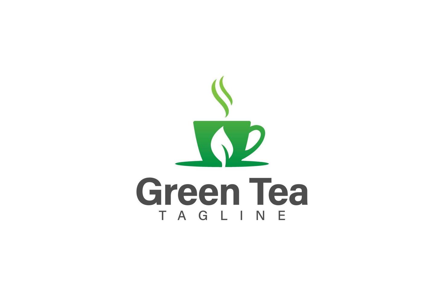 verde té o verde café logo diseño vector con taza y hoja concepto, logo para sano bebida