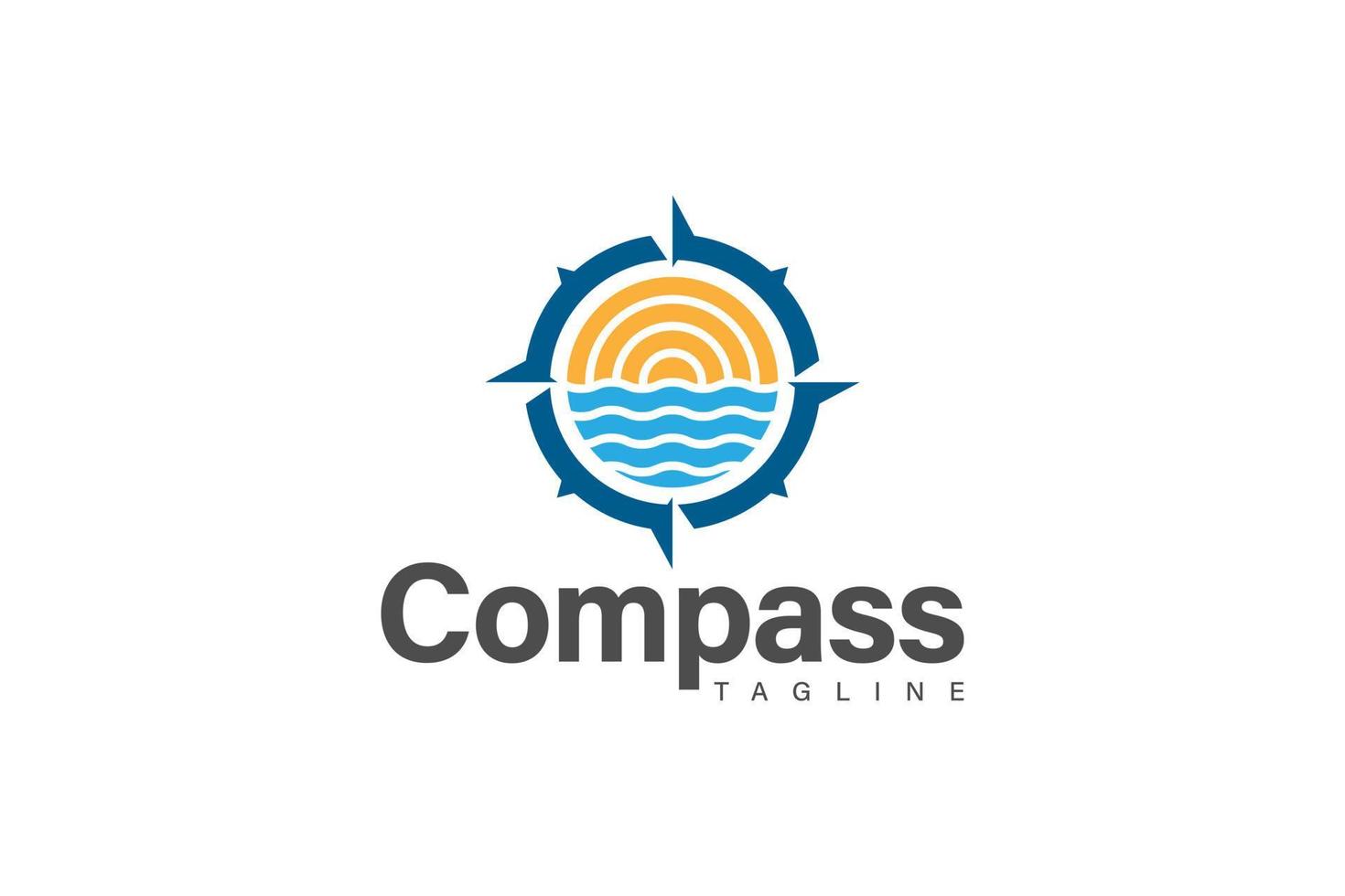 Compass and ocean logo design vector