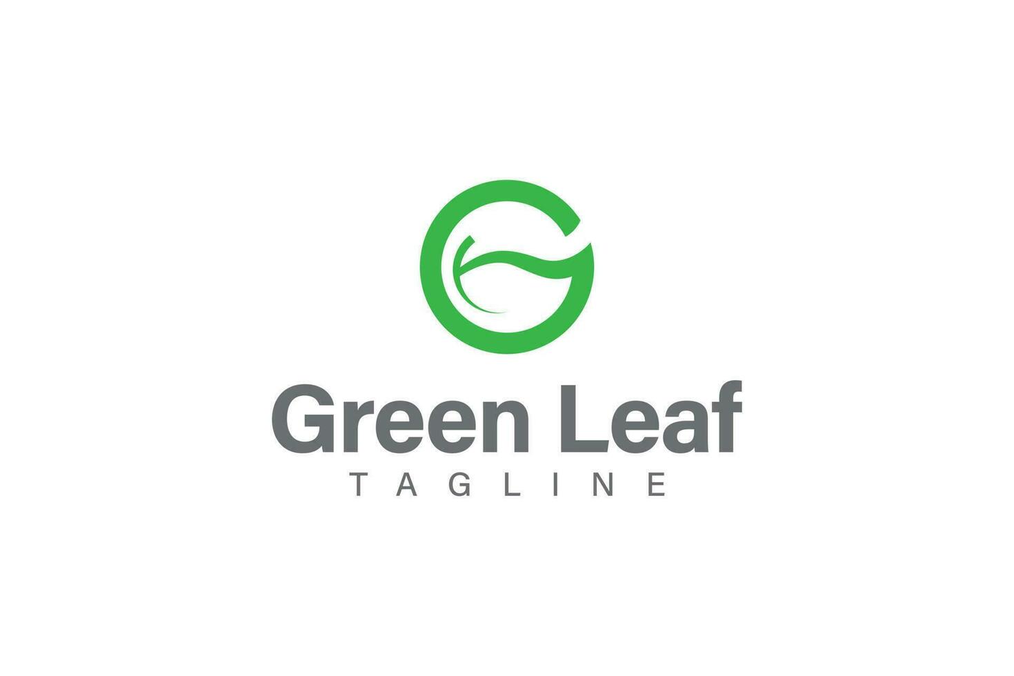 Green leaf logo design vector with initial letter G and leaf concept