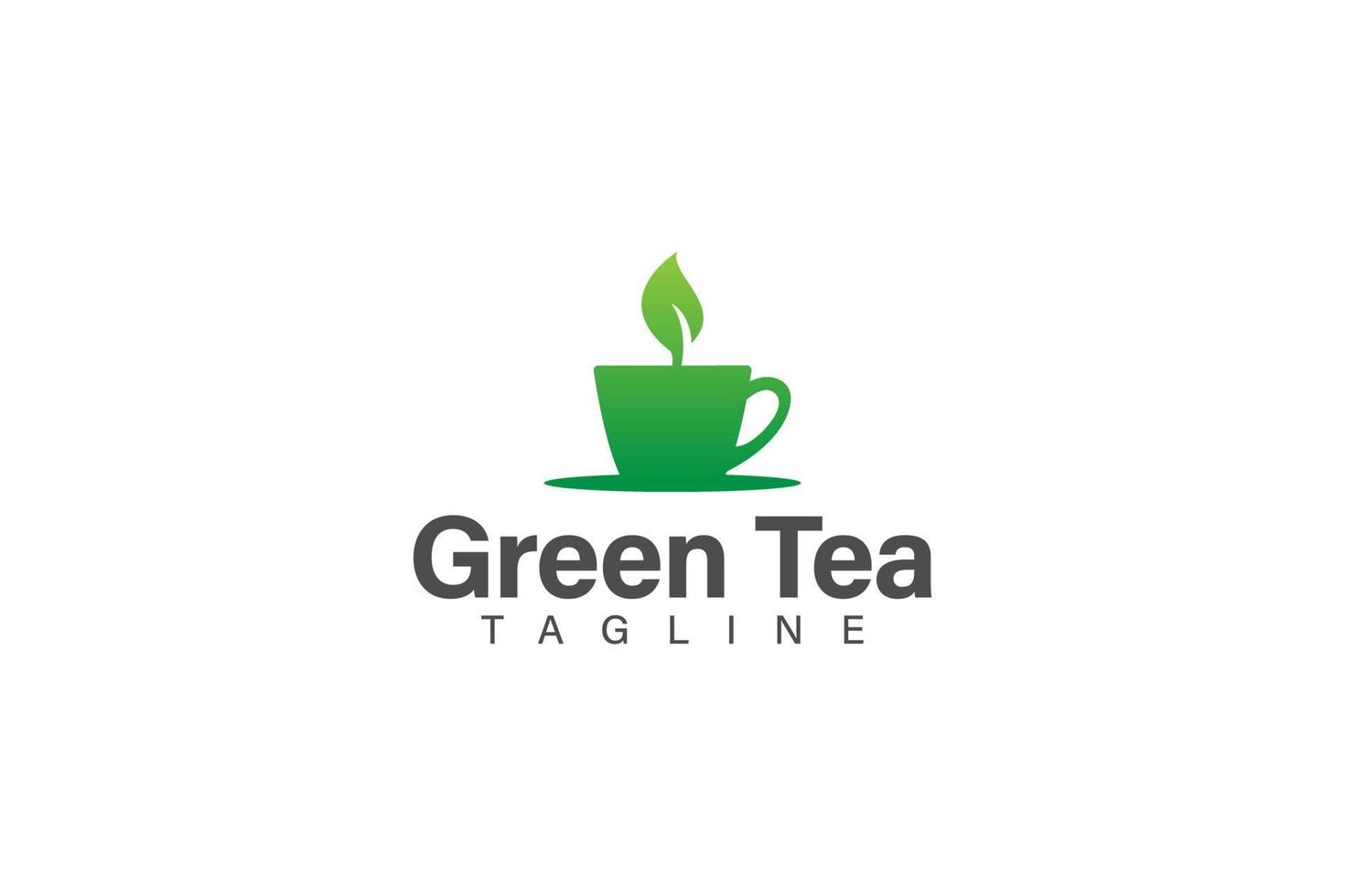 Green tea or green coffee logo design vector with cup and leaf concept, logo for healthy drink