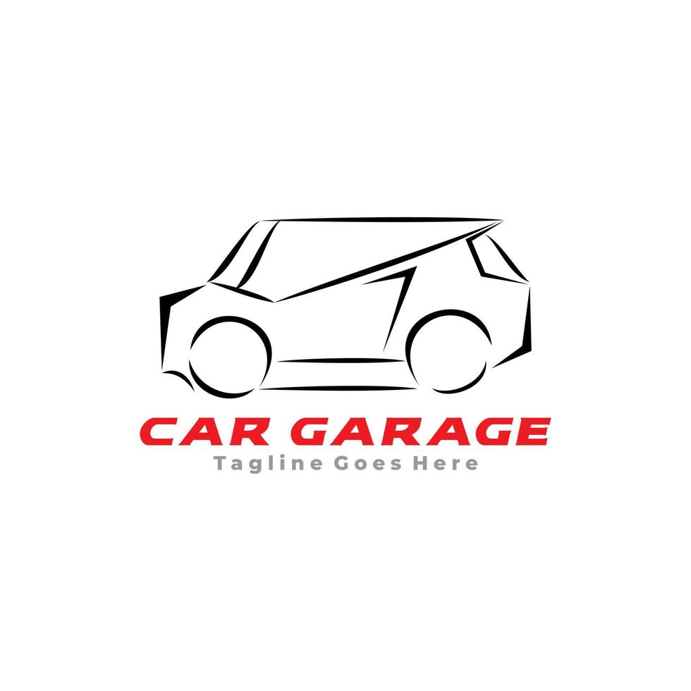 Auto car line art logo design vector illustration.